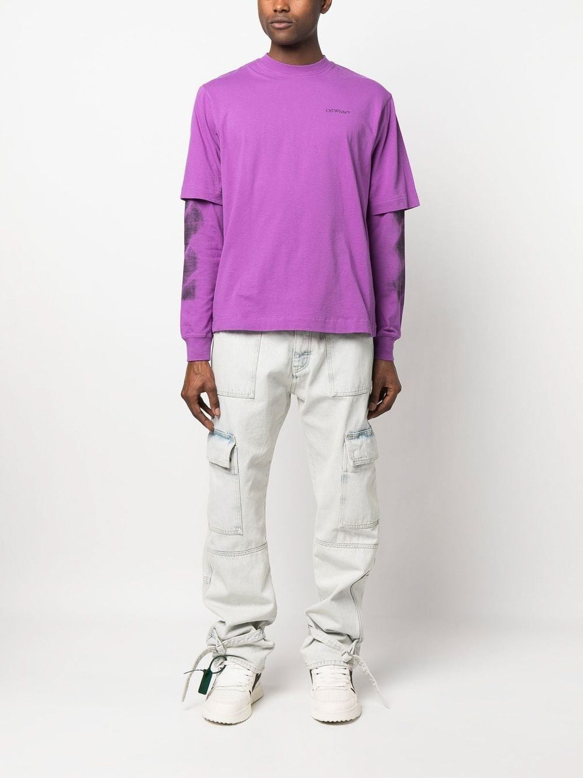 Off-White o1gr1nt0125 Jumbo Arrow Double L/S T-Shirt in Purple Size US XXL / EU 58 / 5 - 2 Thumbnail