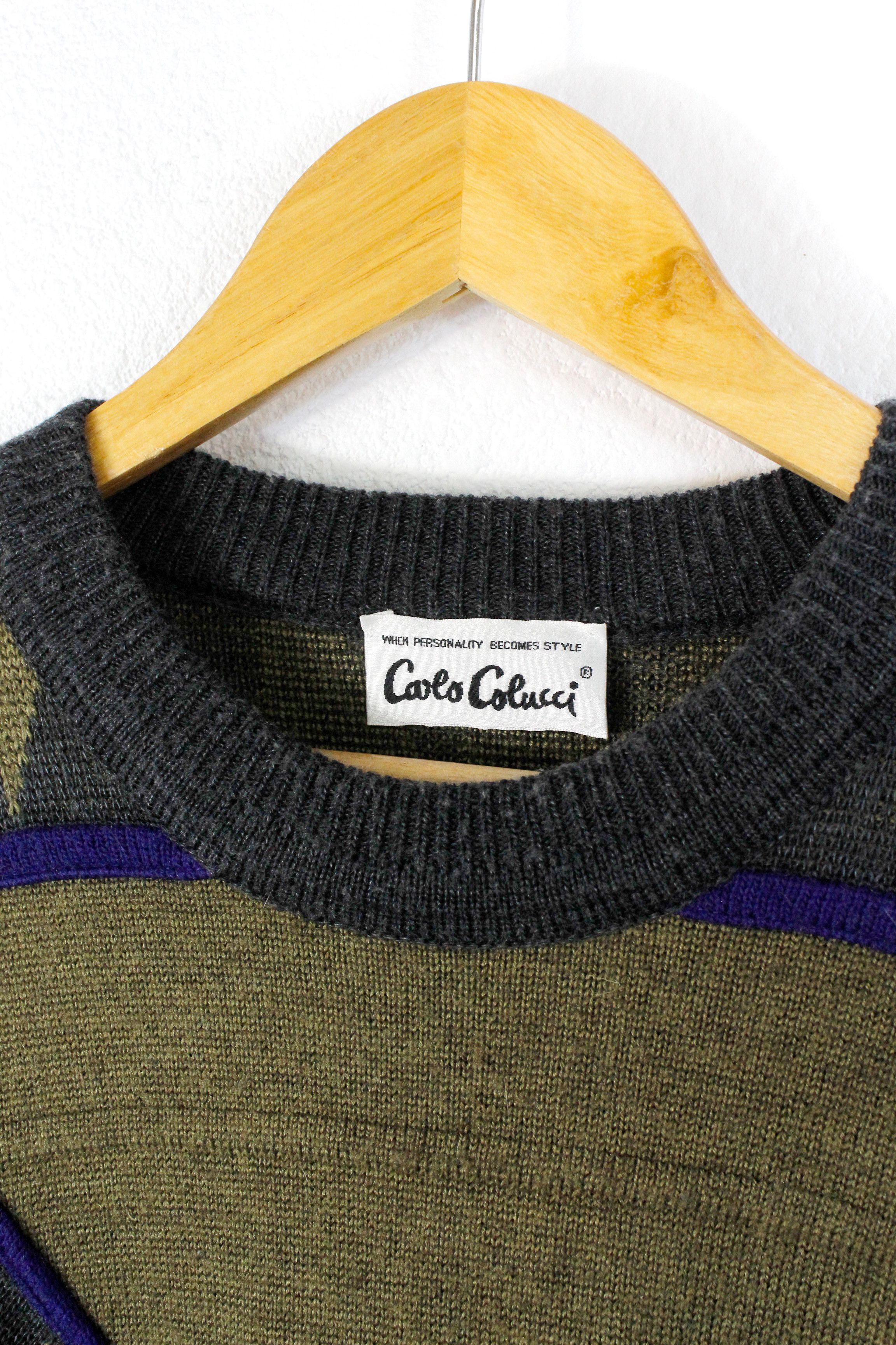 Carlo Colucci × Coogi × Vintage Vintage Carlo Colucci Geometric Pattern Wool Sweater 52 Size US L / EU 52-54 / 3 - 4 Thumbnail