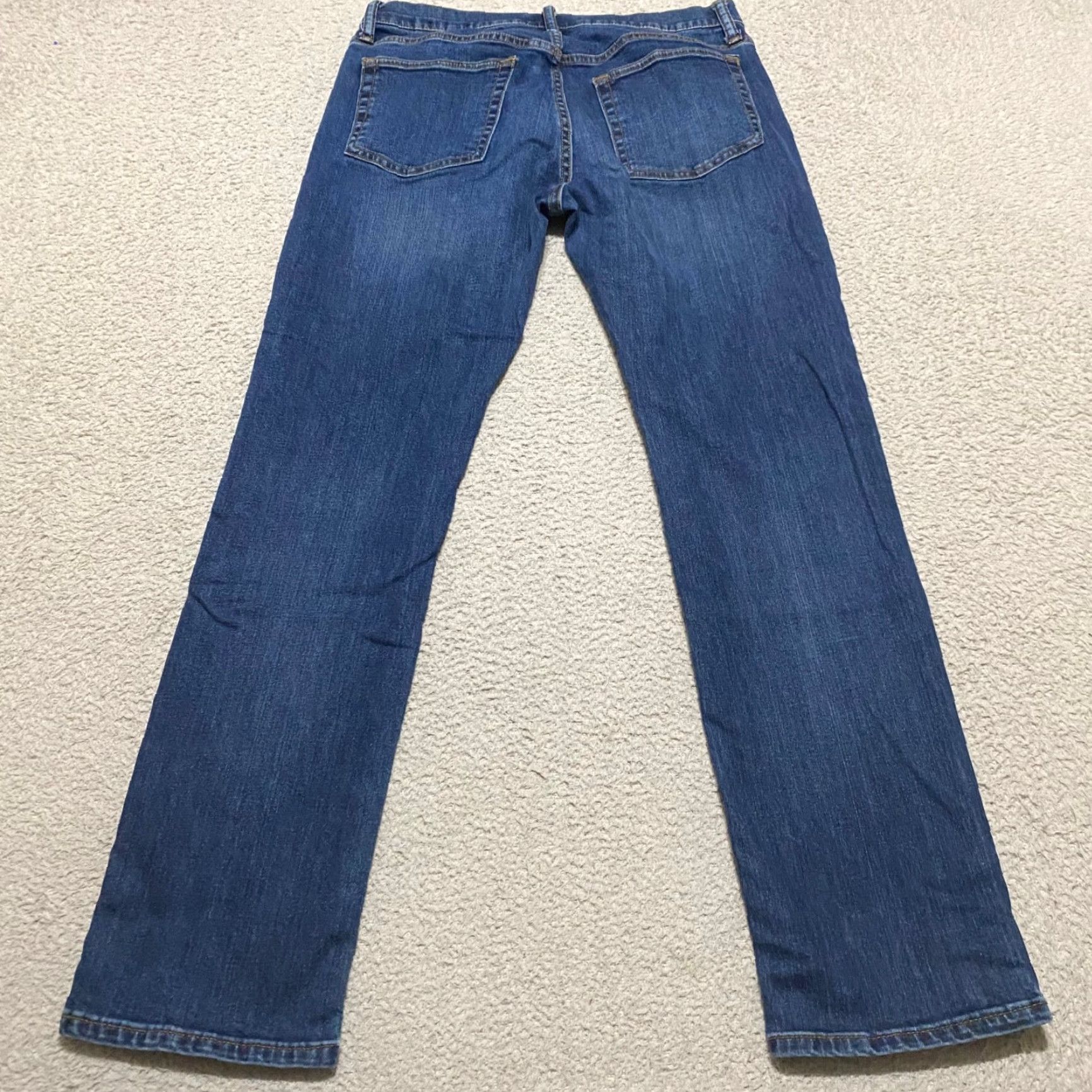 Gap Gap Jeans 29x30 Blue Denim Medium Wash Slim Straight Mid Rise Stretch Jeans Mens Regular 5-Pocket Blue 2101 Size US 29 - 2 Thumbnail