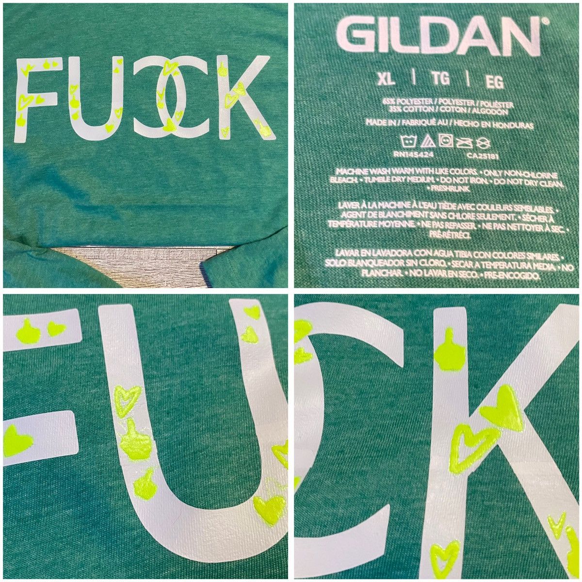 Other Neon, Custom, Glow In The Dark, F Word, Hooded Unisex Tee Size XL / US 12-14 / IT 48-50 - 9 Thumbnail