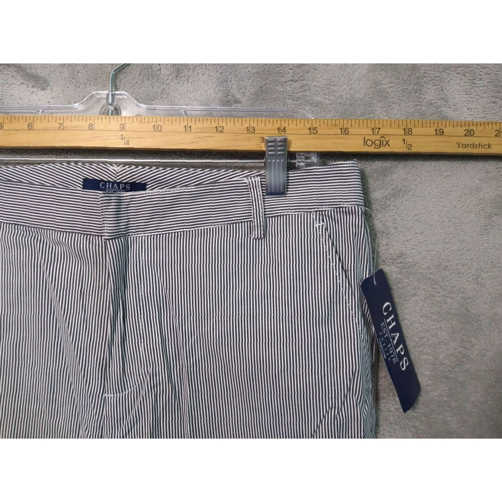 Chaps Chaps Pants Womens 12 Petite Black White Striped Straight Leg Trouser Cotton Size 34" / US 12 / IT 48 - 3 Thumbnail