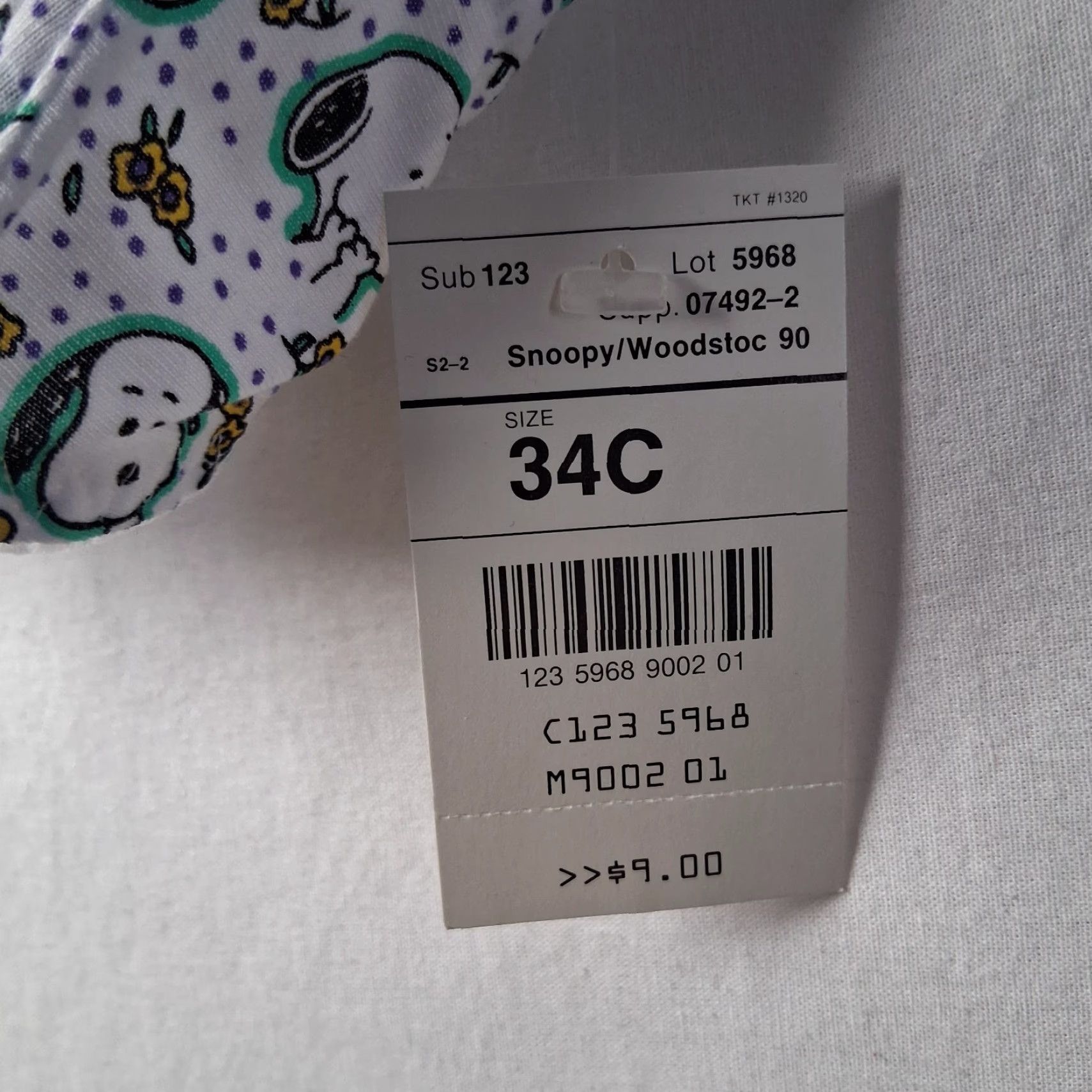 Peanuts VINTAGE Peanuts Snoopy Bra 34C White Yellow Floral Underwire Cotton READ Size ONE SIZE - 5 Thumbnail