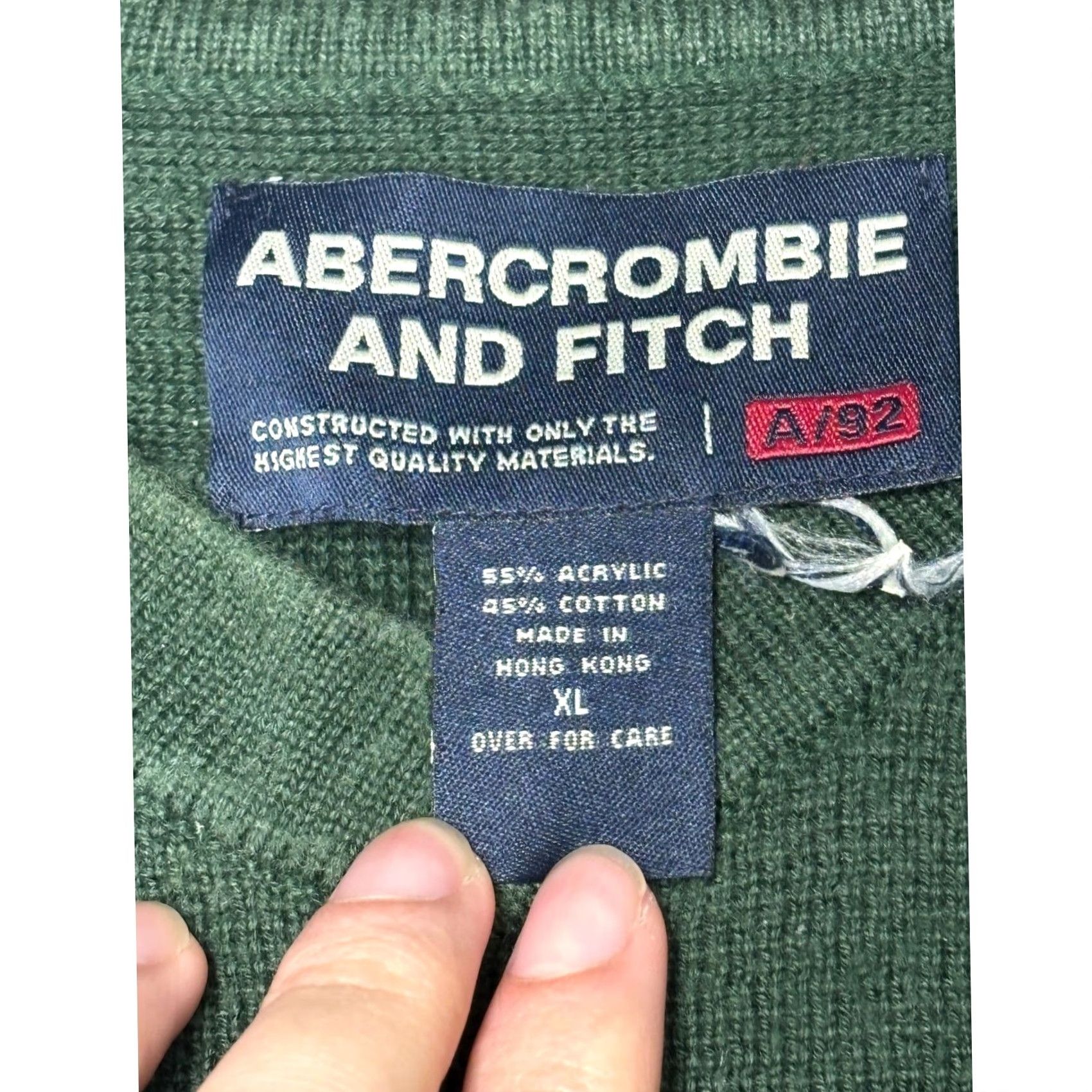 Abercrombie & Fitch VINTAGE Abercrombie & Fitch Knit Sweater Crew Neck XL Men Green Striped Embroidered A+F 92 Pullover Size US XL / EU 56 / 4 - 3 Thumbnail