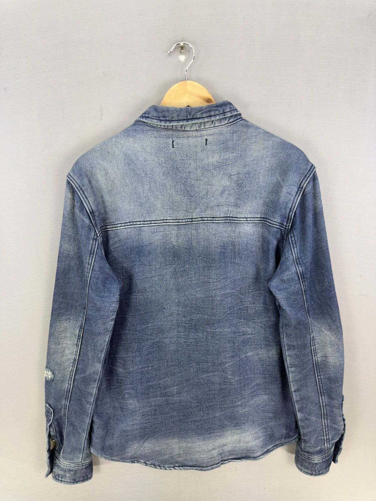 Japanese Brand Azul by Moussy Distressed Flannel Workwear Shirt Size US L / EU 52-54 / 3 - 4 Thumbnail