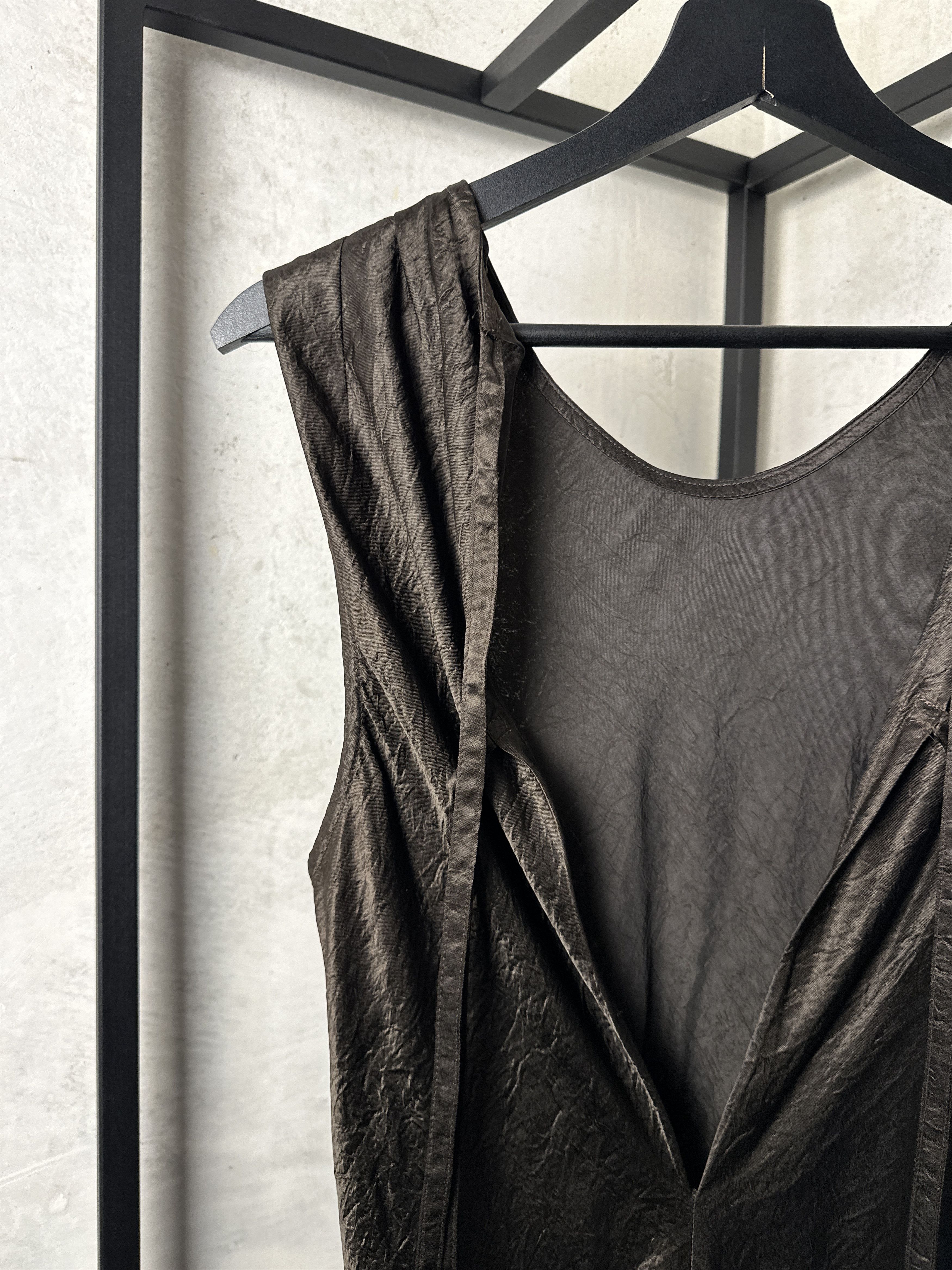 Ann Demeulemeester ANN DEMEULEMEESTER Lambeth Bias Asymmetrical Dress in Cigar Size S / US 4 / IT 40 - 14 Thumbnail