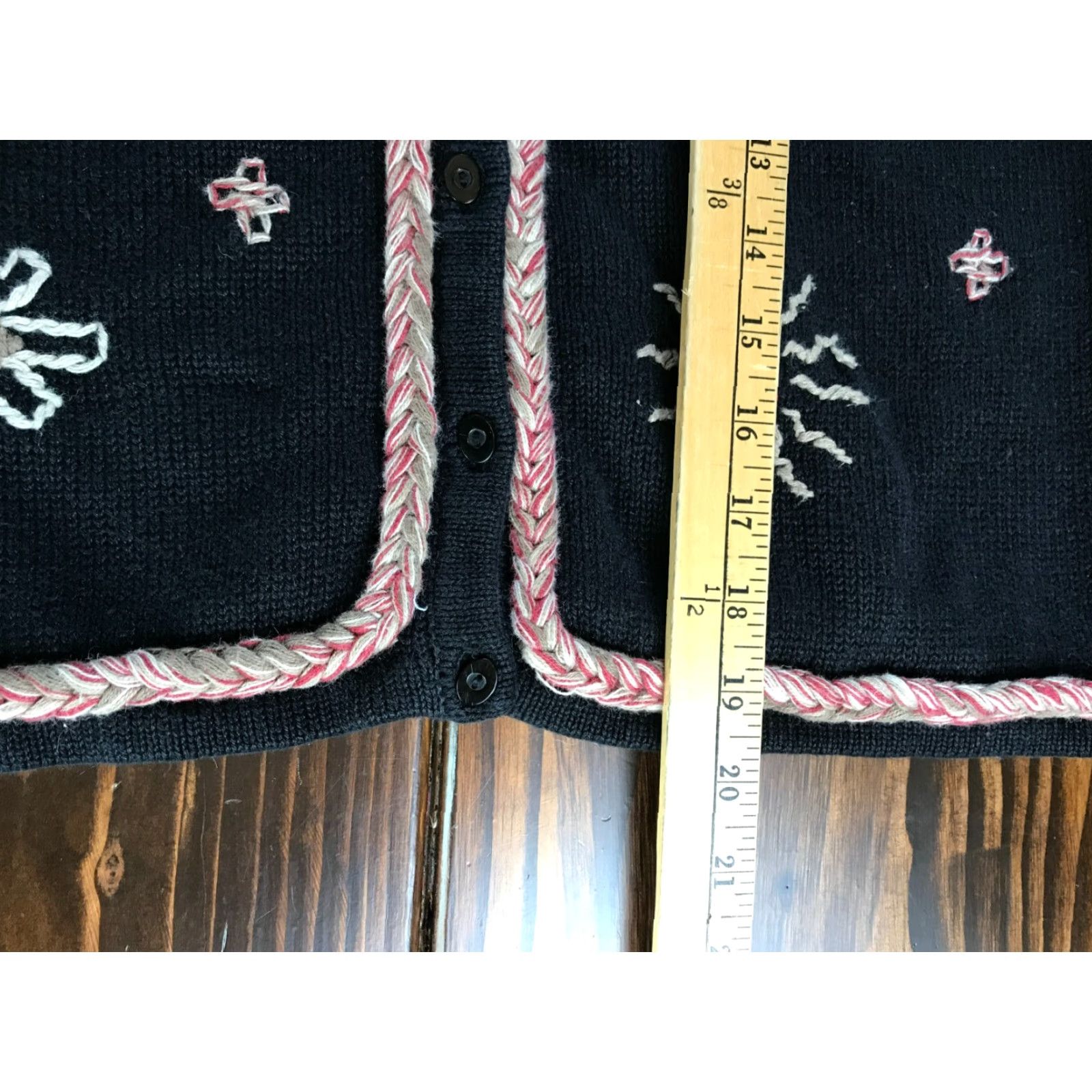 Vintage Christopher & Banks Cardigan Sweater Womens Small Black Hand Embroidered Size S / US 4 / IT 40 - 4 Thumbnail