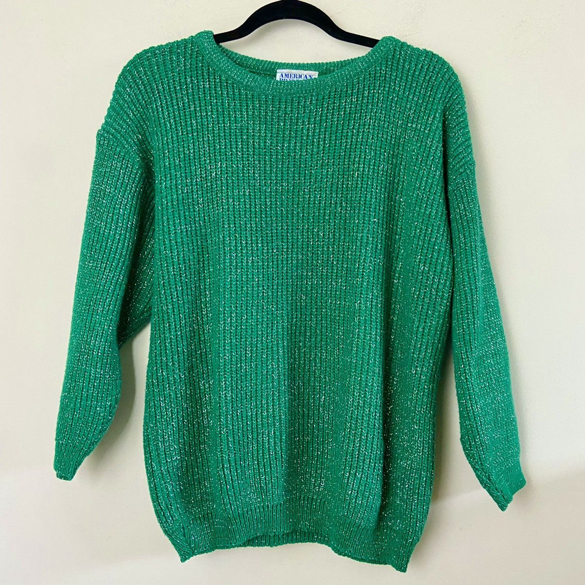 Other Vintage 1980s Green & Silver Crewneck Pullover Sweater | Med Size M / US 6-8 / IT 42-44 - 1 Thumbnail