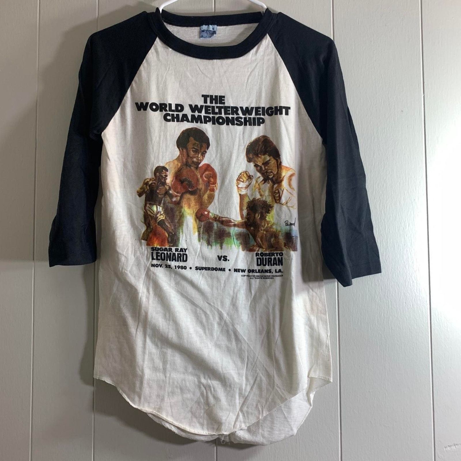 Vintage 1980 SUGAR RAY LEONARD ROBERTO DURAN 3/4 sleeve tee shirt S Size US S / EU 44-46 / 1 - 2 Thumbnail