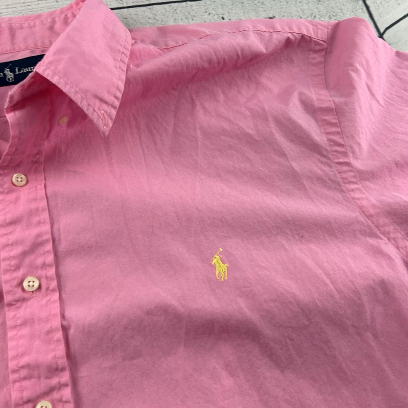 Polo Ralph Lauren Ralph Lauren Short Sleeve Button-Up Shirt Men's 2XLT Pink Solid Shirt 2XLT Mens Pink Nike Size US XXL / EU 58 / 5 - 3 Thumbnail