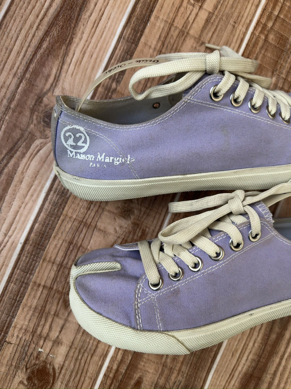 Maison Margiela Maison Martin Margiela TABI Purple Canvas Low Top Sneakers Size US 7.5 / IT 37.5 - 8 Thumbnail