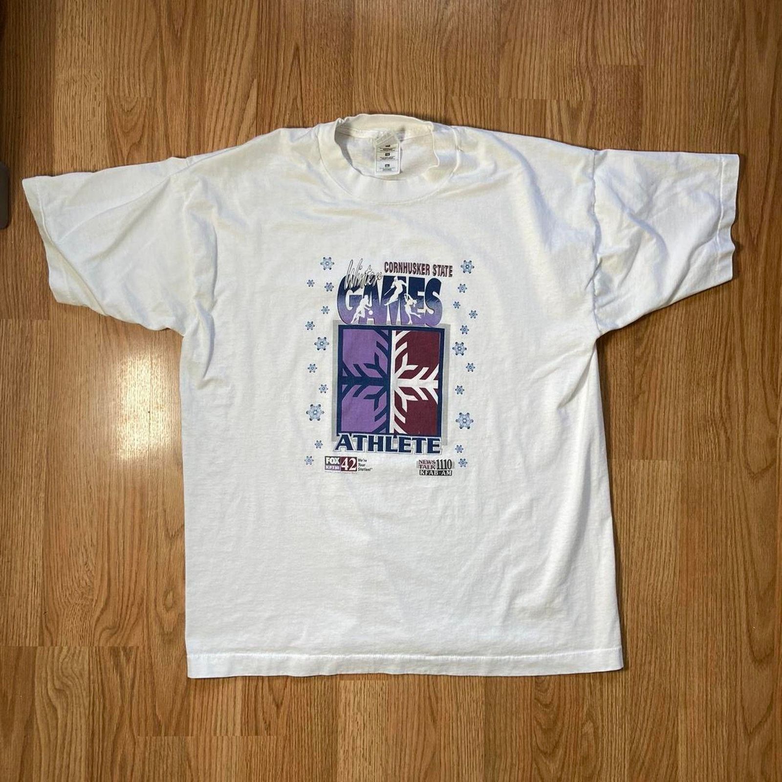Fruit Of The Loom 90s white nebraska tee shirt Size US XL / EU 56 / 4 - 4 Thumbnail