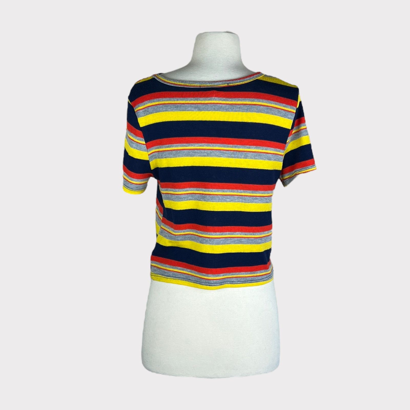 Nordstrom Gaze | Knotted Hemline Cropped Striped Retro Top | Medium Size M / US 6-8 / IT 42-44 - 5 Thumbnail