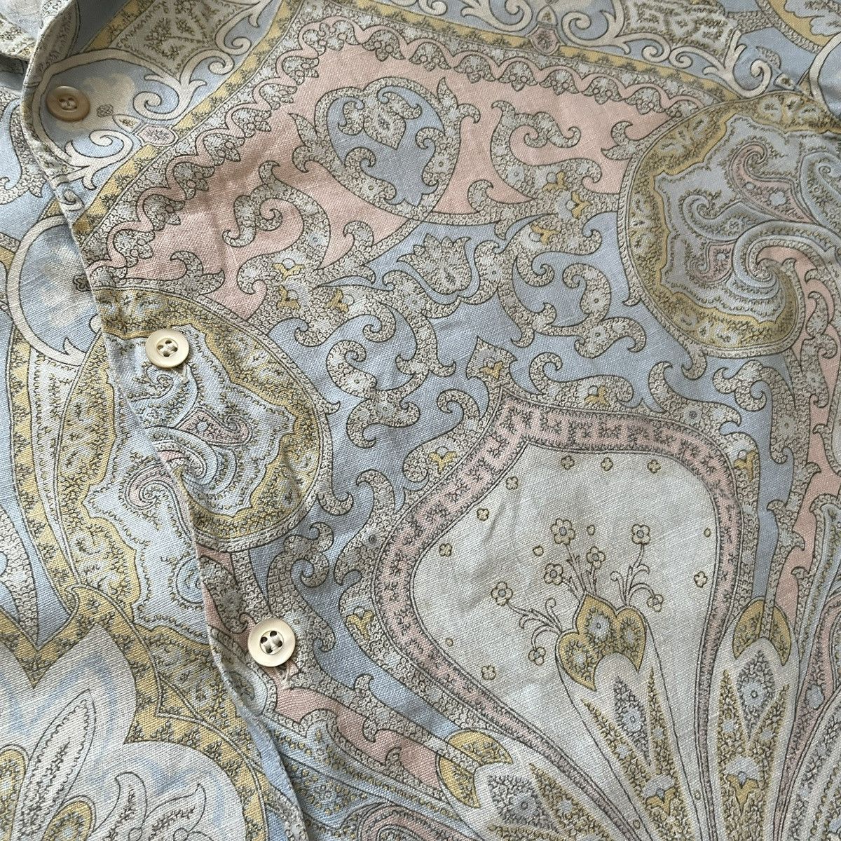 Ermenegildo Zegna Ermenegildo Zegna Mainline Print Linen Short Sleeve Shirt Size US M / EU 48-50 / 2 - 2 Thumbnail