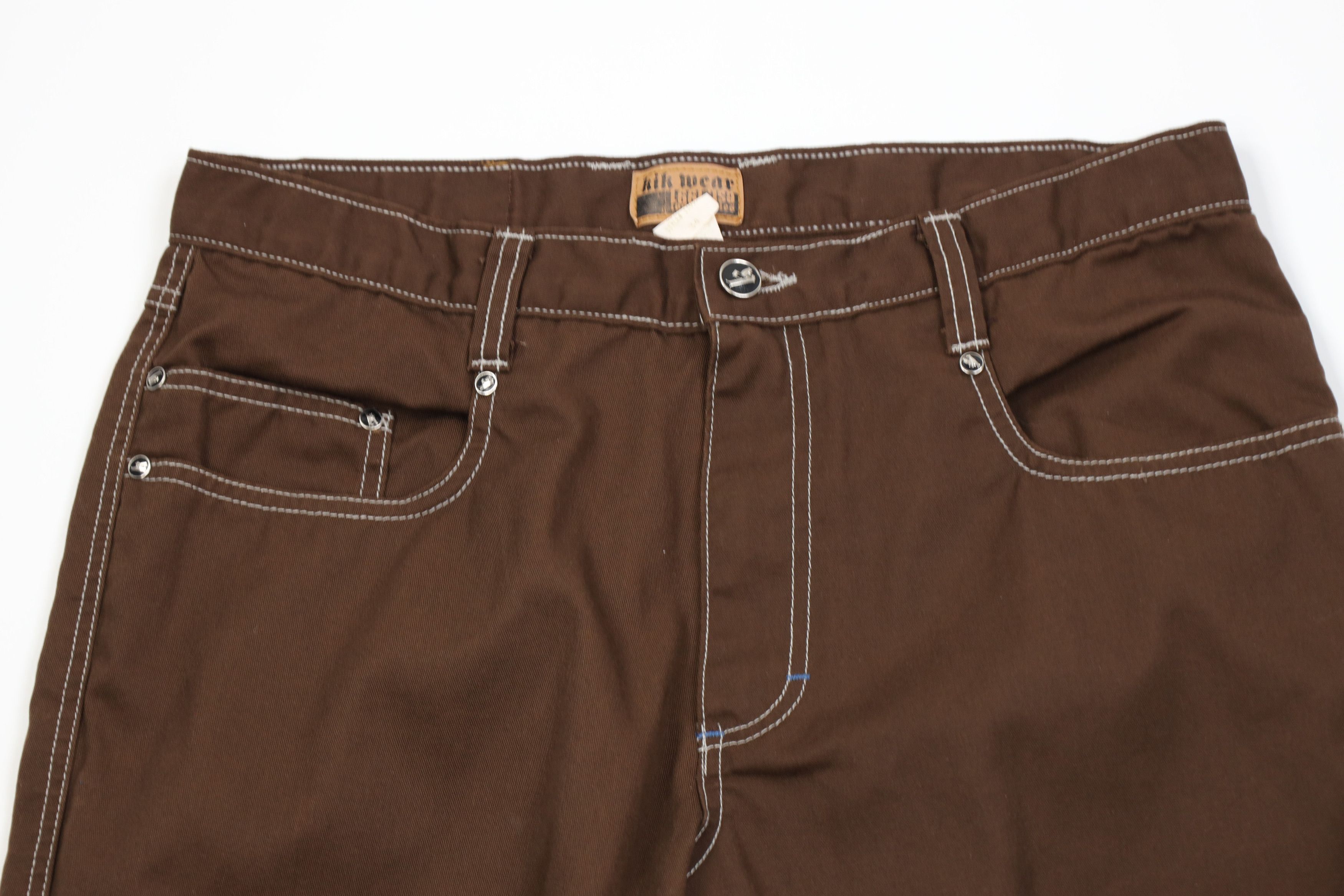 Vintage Vintage 90s Y2K Kikwear Wide Leg Skateboard Pants Brown USA Size US 34 / EU 50 - 2 Thumbnail