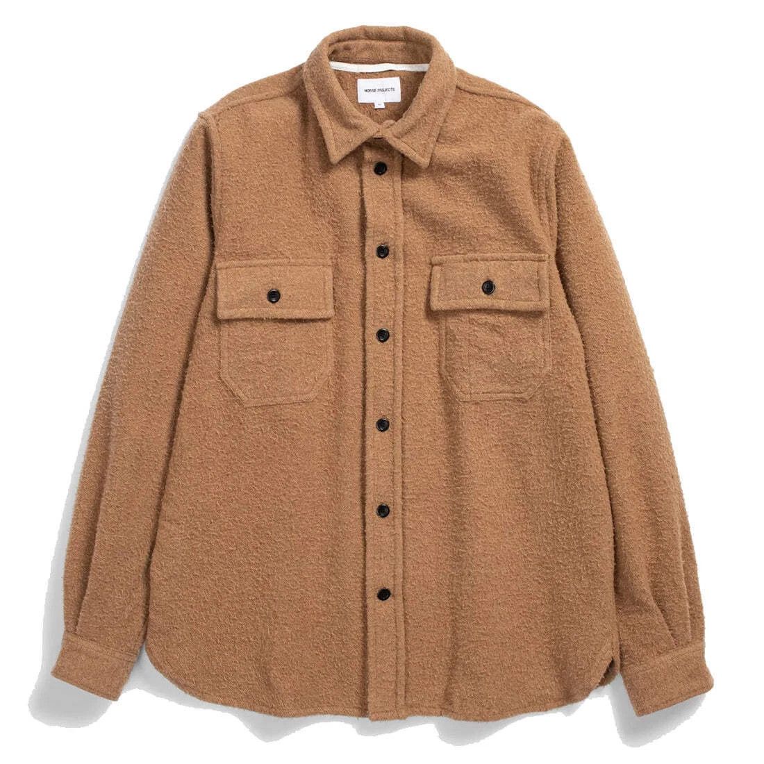 Norse Projects Norse Projects Silas Textured Cotton Wool Overshirt Camel Size US M / EU 48-50 / 2 - 8 Thumbnail