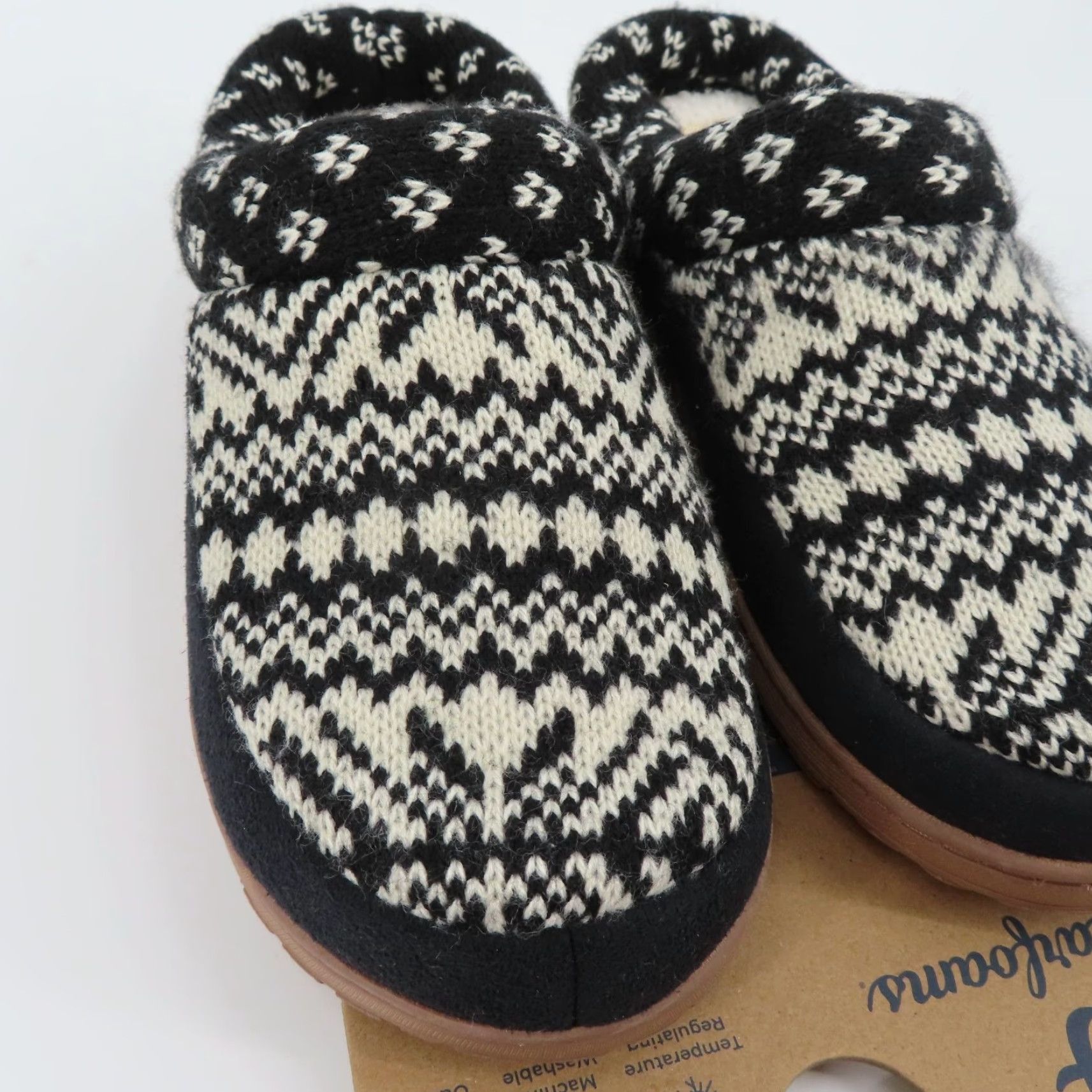 Vintage Dearfoams Slipper Women 9-10 Black Knit Memory Foam Slip-On Indoor Outdoor NEW Size ONE SIZE - 3 Thumbnail