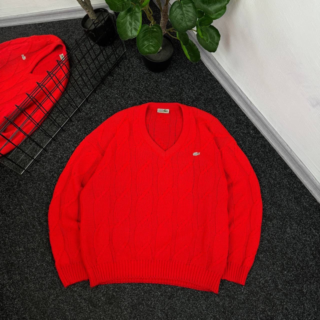 Lacoste Lacoste 70-80s vintage knitting pullover cable knit v neck Size US L / EU 52-54 / 3 - 2 Thumbnail