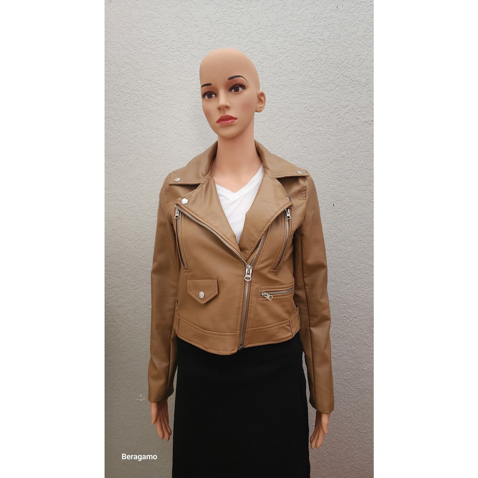 Other Women's Faux Leather Long Sleeve Zipper Moto Biker Jacket, S Size S / US 4 / IT 40 - 3 Thumbnail