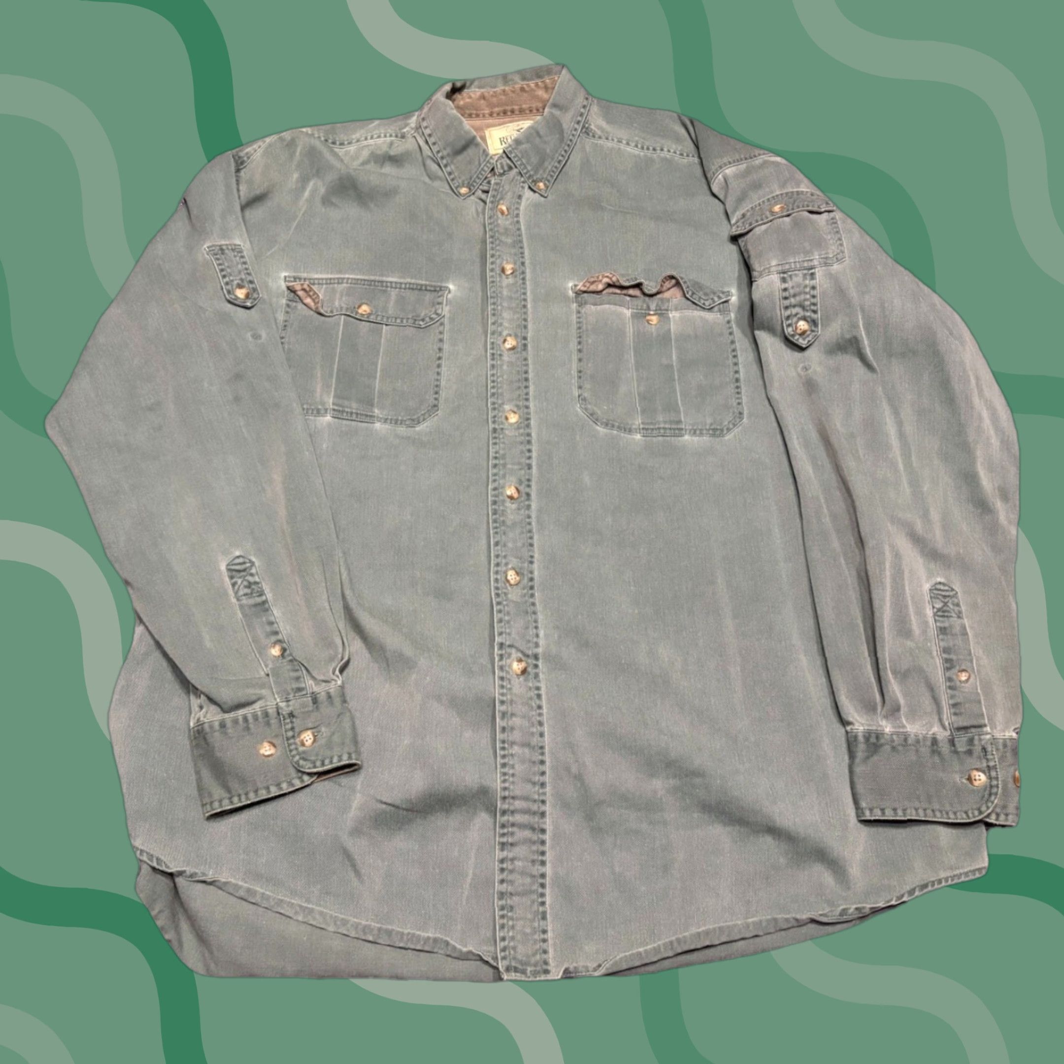 Vintage VINTAGE RedHead Shirt Mens XL Green Flannel Long Sleeve Button-Up Pockets Solid Outdoors Hunting Woodsman Size US XL / EU 56 / 4 - 1 Thumbnail