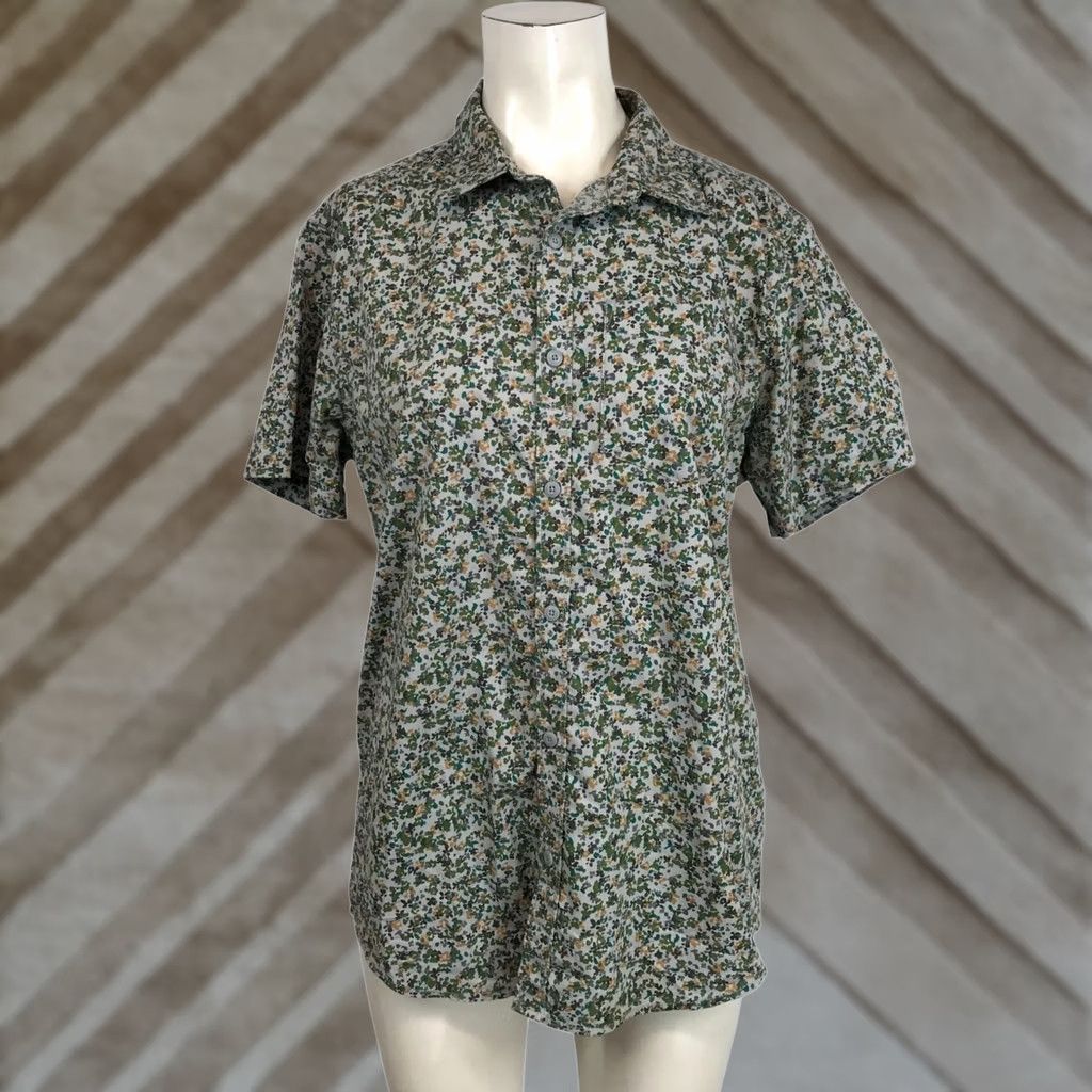 Prana PRANA Womens Small Multicolor Floral Short Sleeve Organic Cotton Top Shirt Button Up Size S / US 4 / IT 40 - 1 Thumbnail
