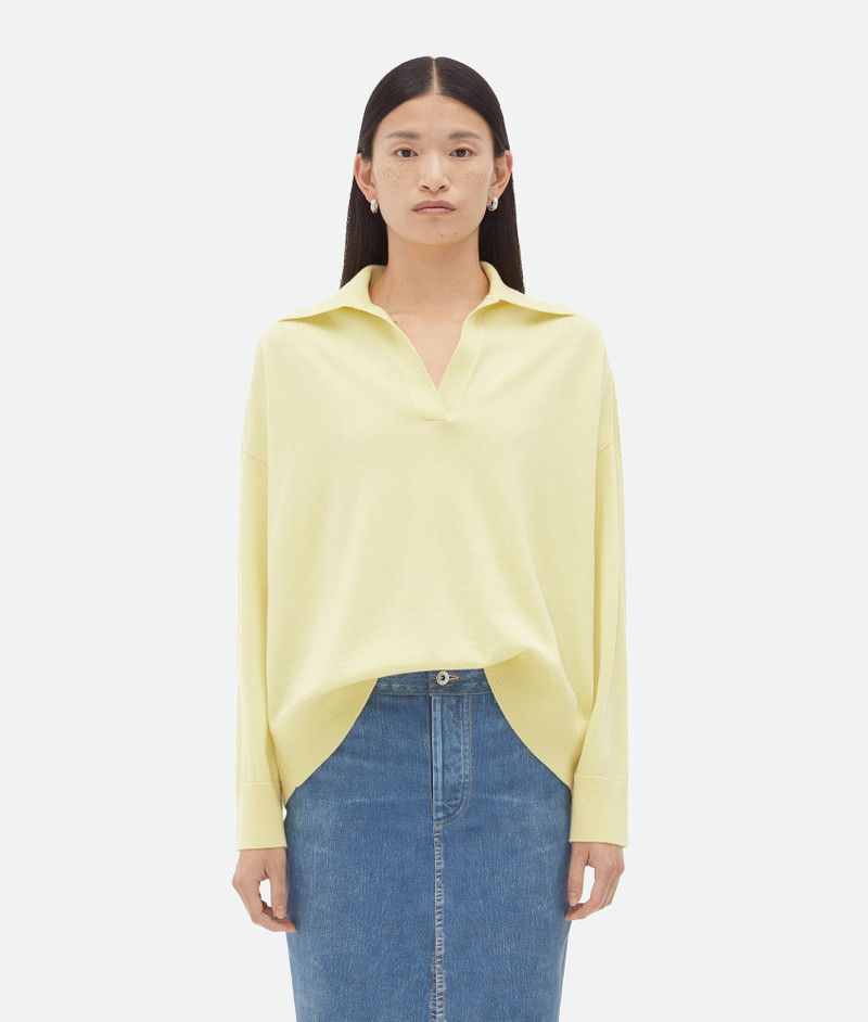 Bottega Veneta light wool polo yellow Size M / US 6-8 / IT 42-44 - 1 Thumbnail