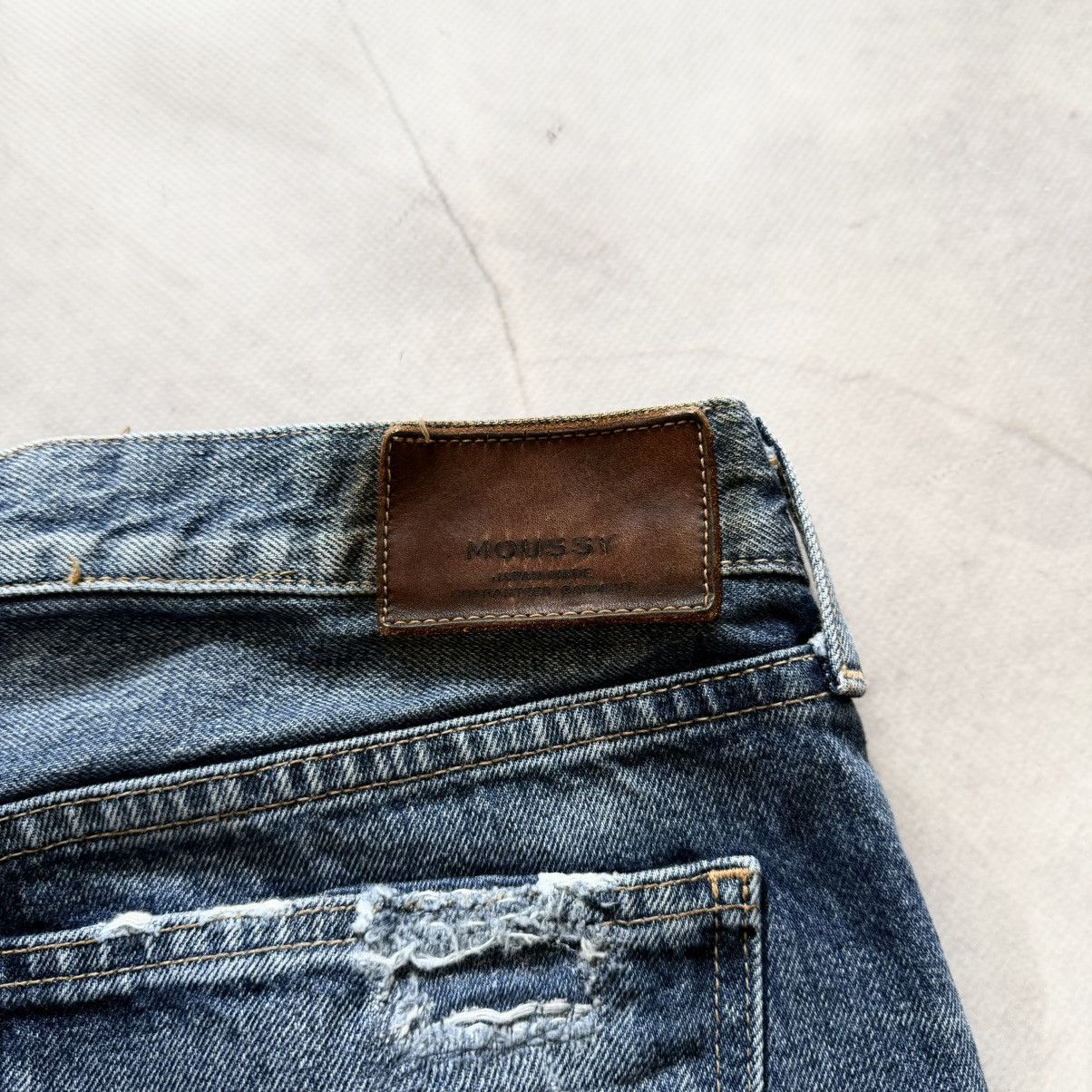 Samurai Jeans Archive Japan Moussy Distressed Trashed Blue Jeans Y2K Size US 31 - 14 Thumbnail
