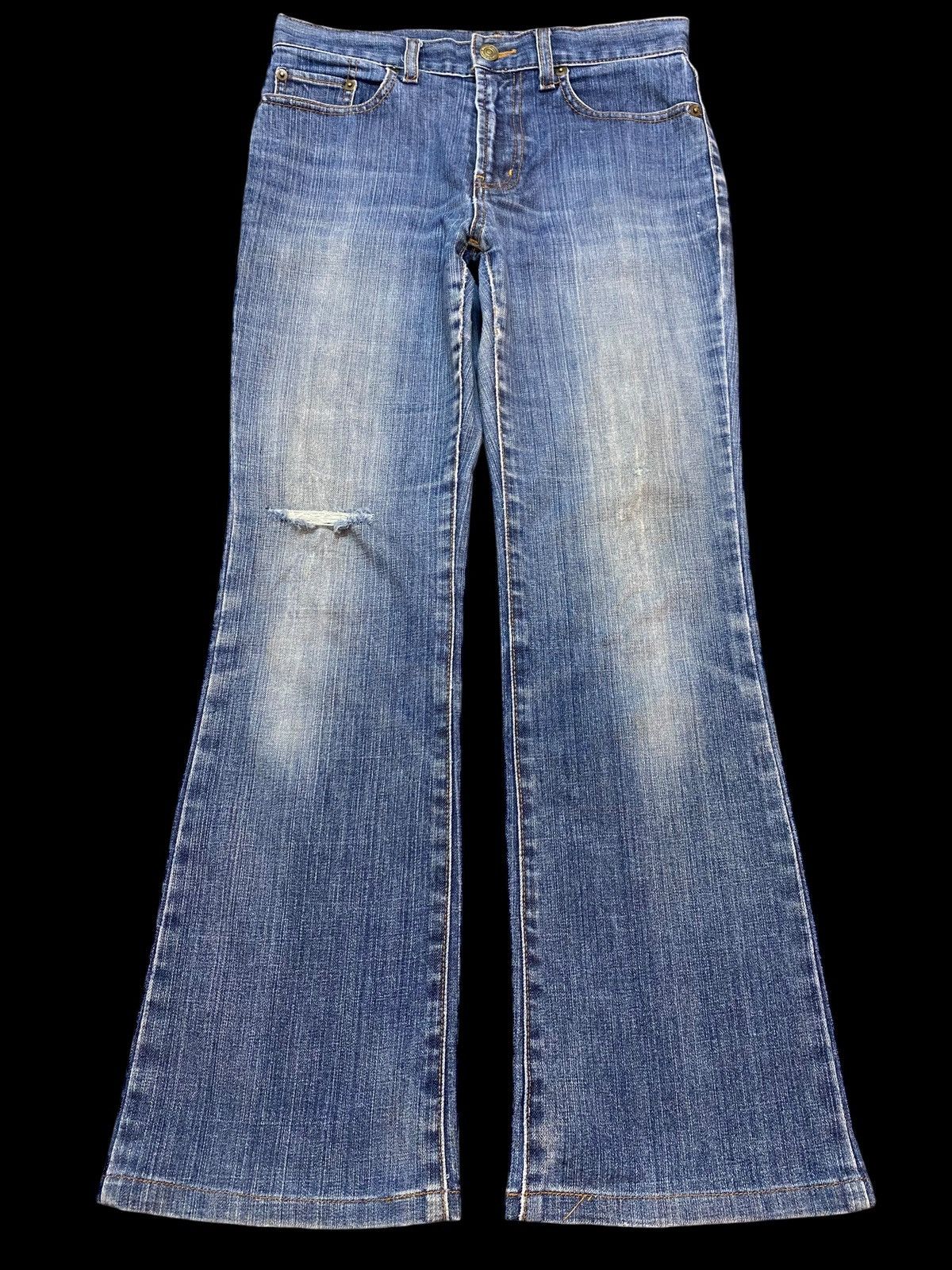 Japanese Brand Vintage Japanese Brand Blue Wash Distressed Flare Jeans Size US 28 / EU 44 - 1 Thumbnail