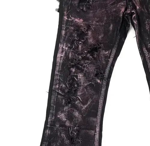 Japanese Brand × Jean Handmade niche punk rose gold wax coated micro-flared jeans Size US 32 / EU 48 - 2 Thumbnail