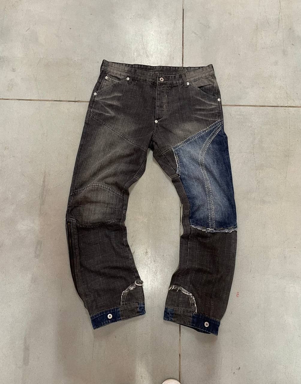 Japanese Brand Patchwork Vintage Japanese Brand Zipped Jeans Rare Design Size US 38 / EU 54 - 1 Thumbnail