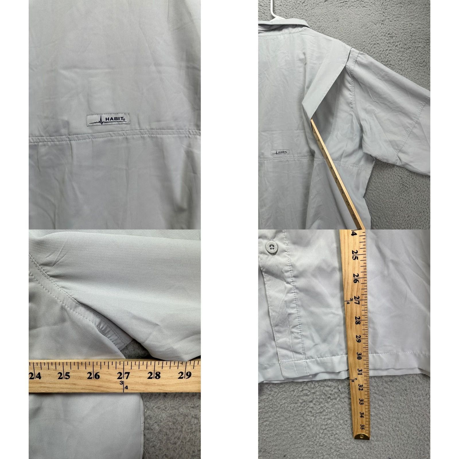 Habitat Habit Shirt Men XL Grey Crayfish Creek River Vented Button Up Pocket NEW Size US XL / EU 56 / 4 - 8 Thumbnail
