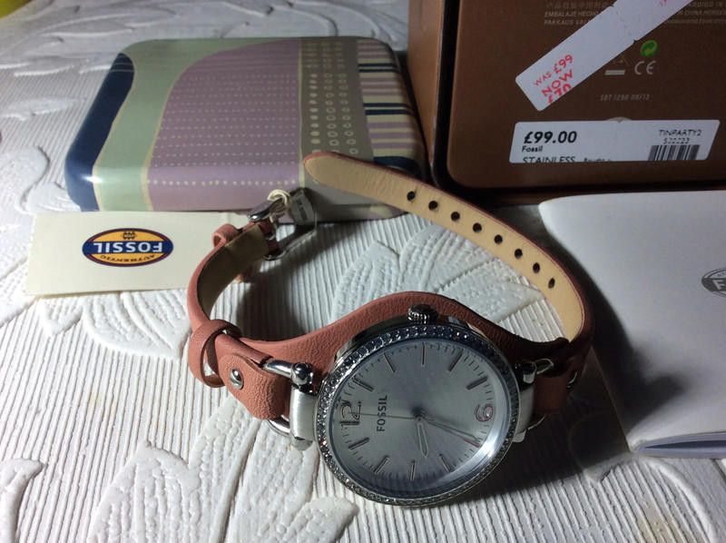 Fossil Fossil Women's Leather Quartz Watch with Gold Dial Size ONE SIZE - 7 Thumbnail