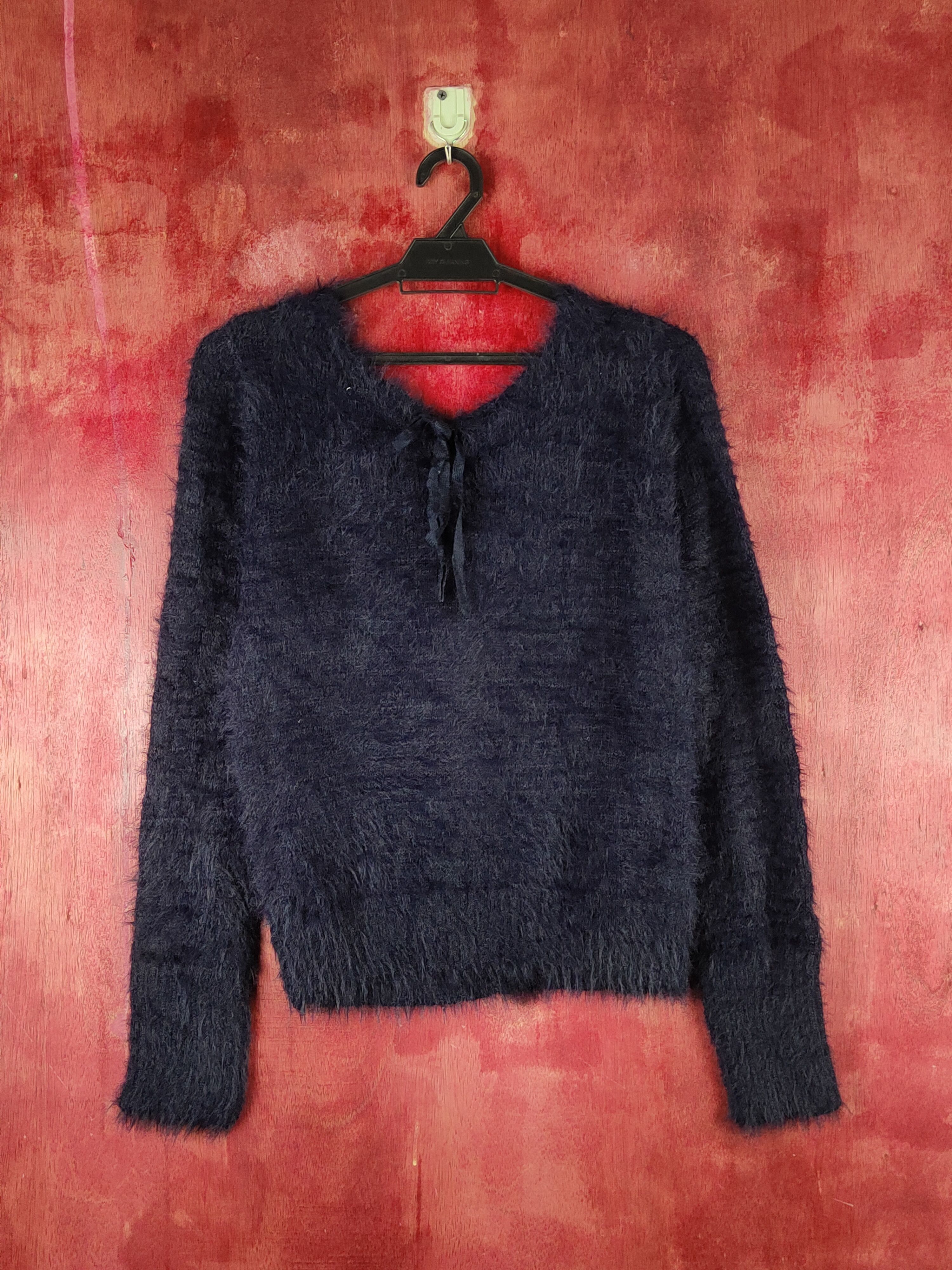 Homespun Knitwear Emporium Navy Shag Shaggy Fur Mohair Knitwear #S2168 Size L / US 10 / IT 46 - 8 Thumbnail