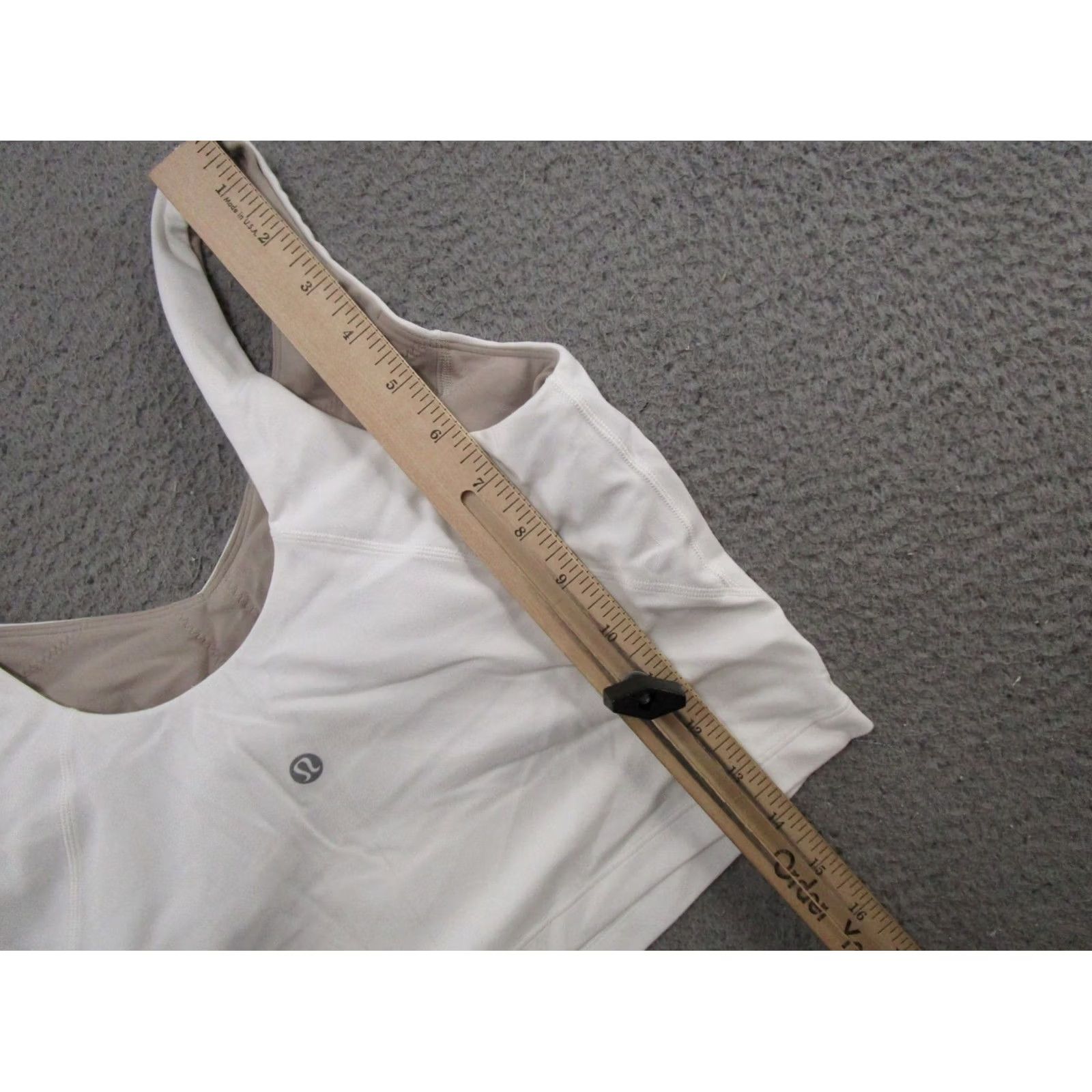 Lululemon Lululemon Women's Tank Top V-Neck Built-In Bra Activewear Sleeveless Racerback Shirt 12 White Multicolor Nylon Size XL / US 12-14 / IT 48-50 - 4 Thumbnail