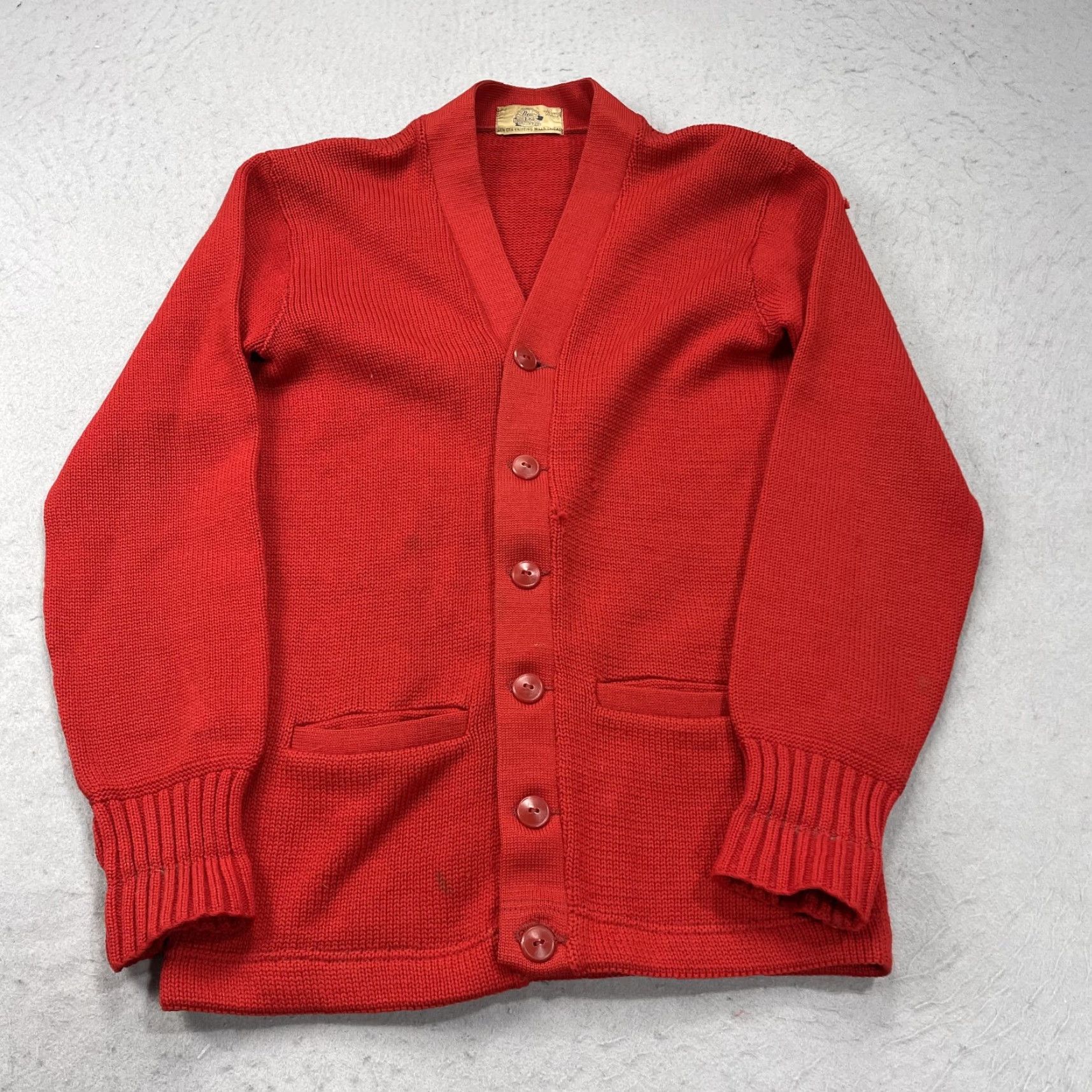 New Era VINTAGE New Era Sweater Cardigan Knitting Mills Wool Red Adult M Slim Men Medium Cardigan 40s Wool Winter Fall 90s Mens Size US M / EU 48-50 / 2 - 2 Thumbnail