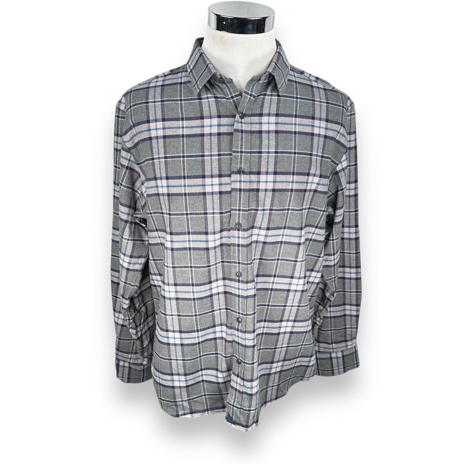 UNTUCKit Untuckit Flannel Shirt Men’s XL Gray Blue Pink Button Up Size US XL / EU 56 / 4 - 1 Thumbnail