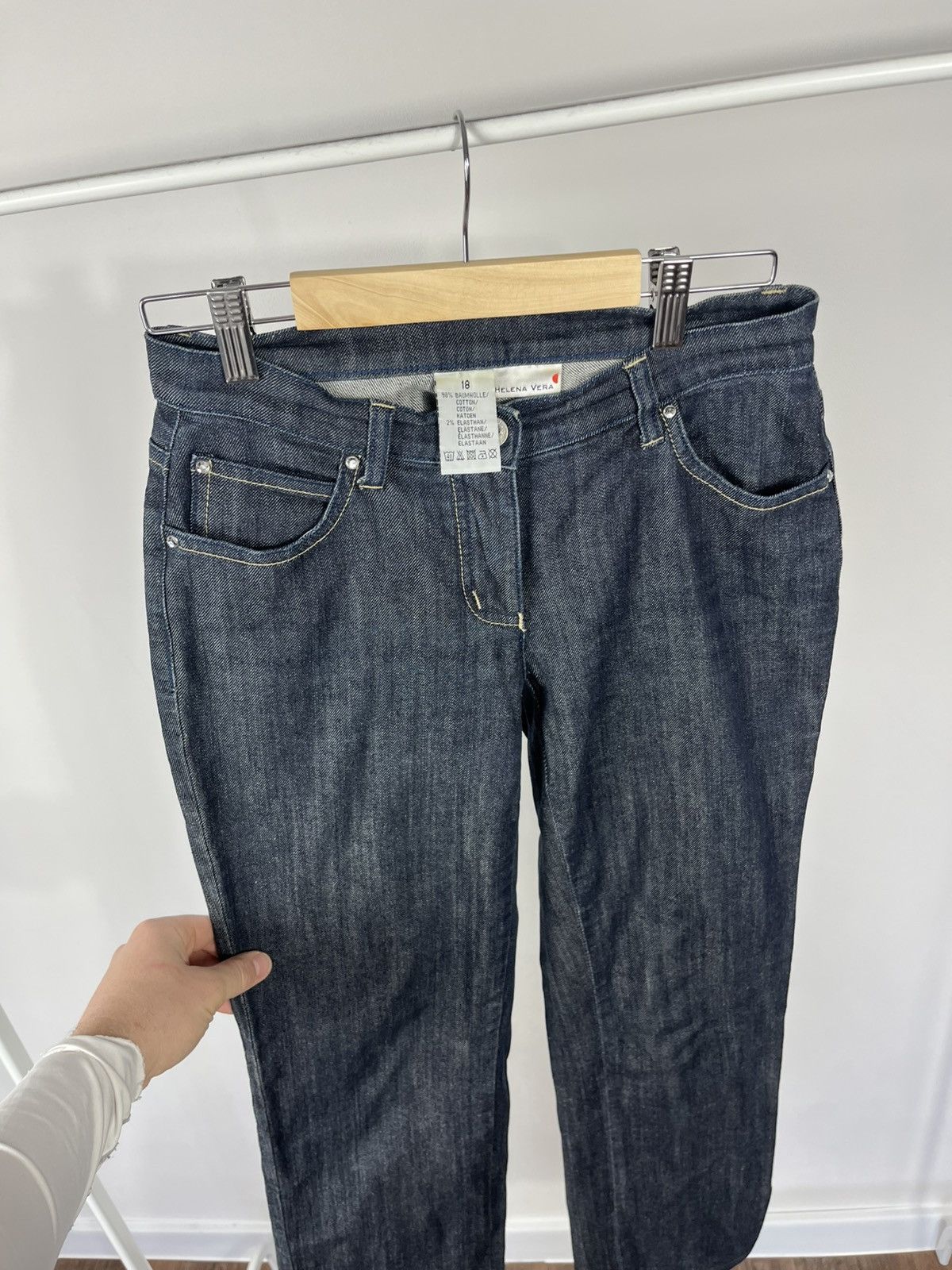 Other Y2K Studded Dark Wash Denim Jeans Rhinestone Back Pockets Size 27" / US 4 / IT 40 - 12 Thumbnail