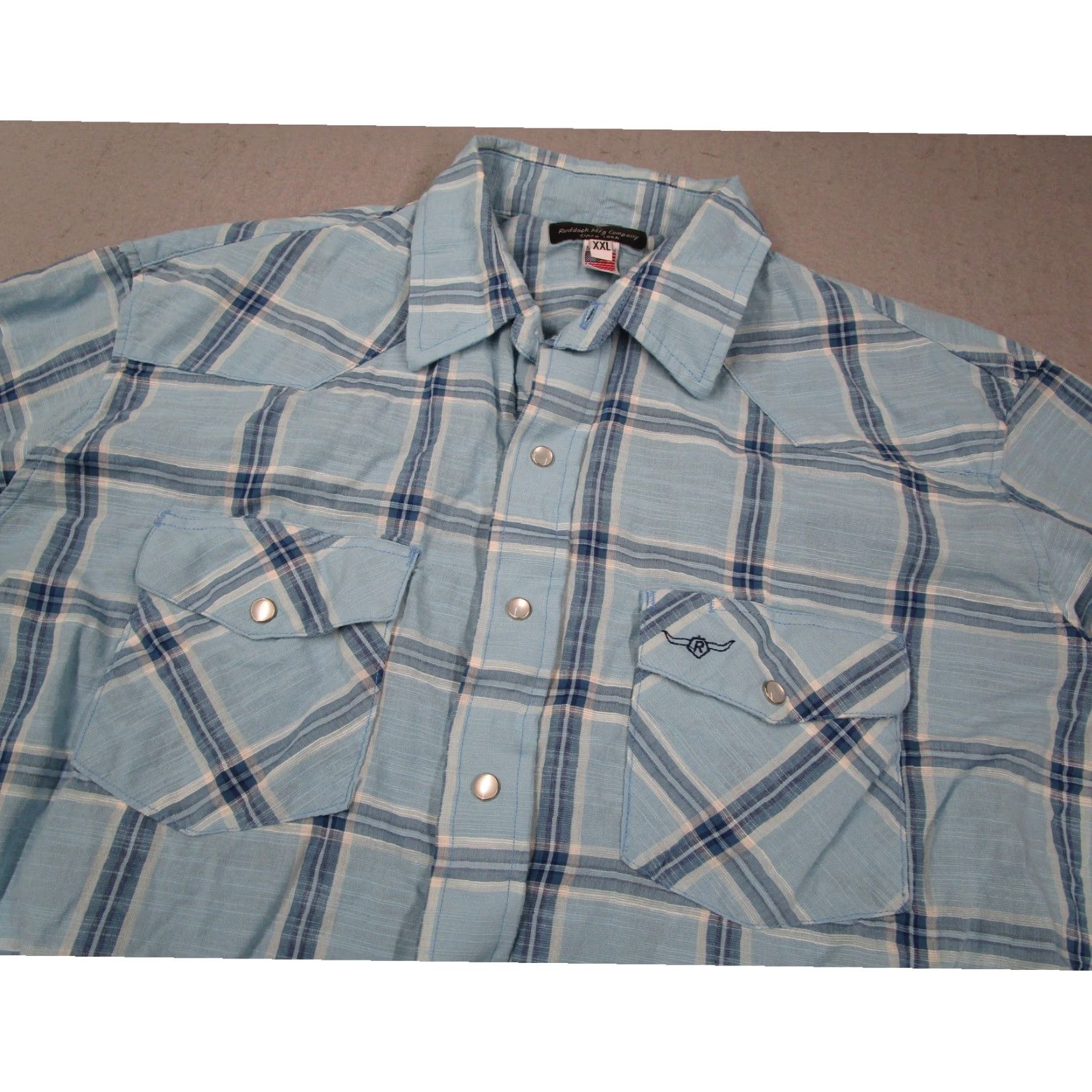 Vintage Flying R Ranchwear Ruddock Mens XXL Blue Plaid Western Pearl Snap Shirt USA Made Size US XXL / EU 58 / 5 - 2 Thumbnail