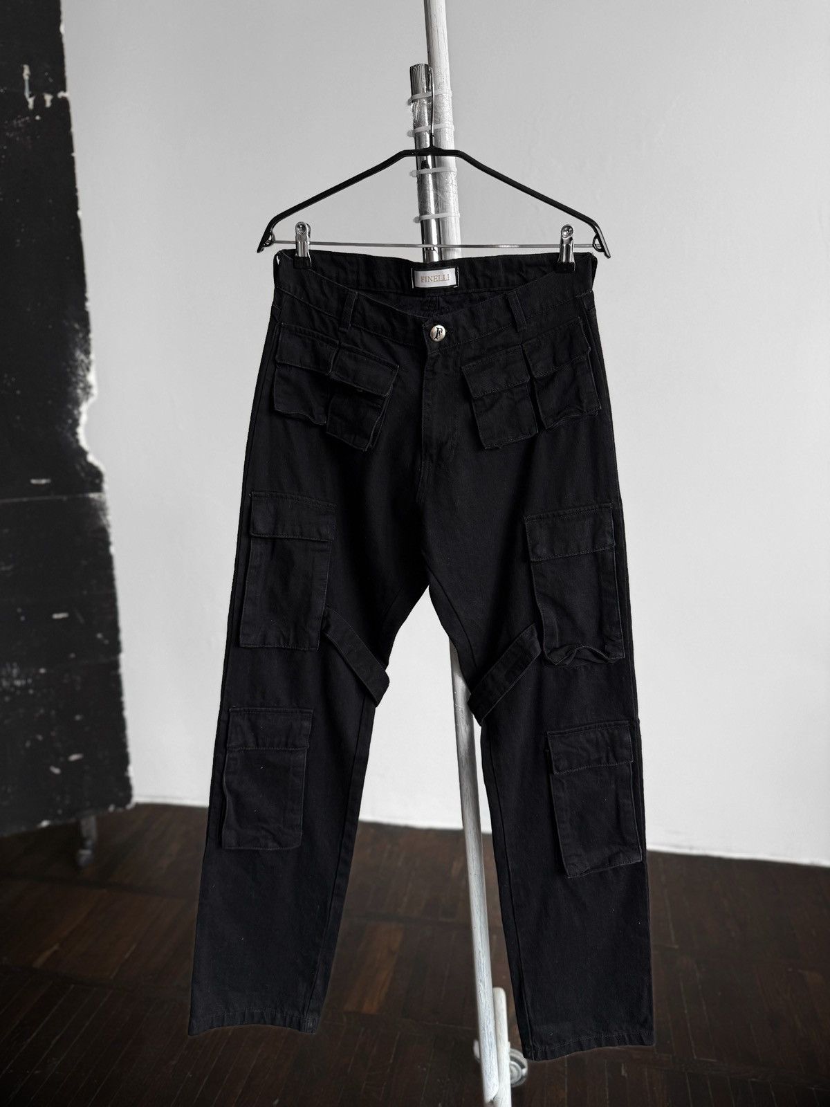 Other Finelli Mens Black Multi-Pocket Strap Utility Jeans RRP $160 Size US 32 / EU 48 - 1 Thumbnail