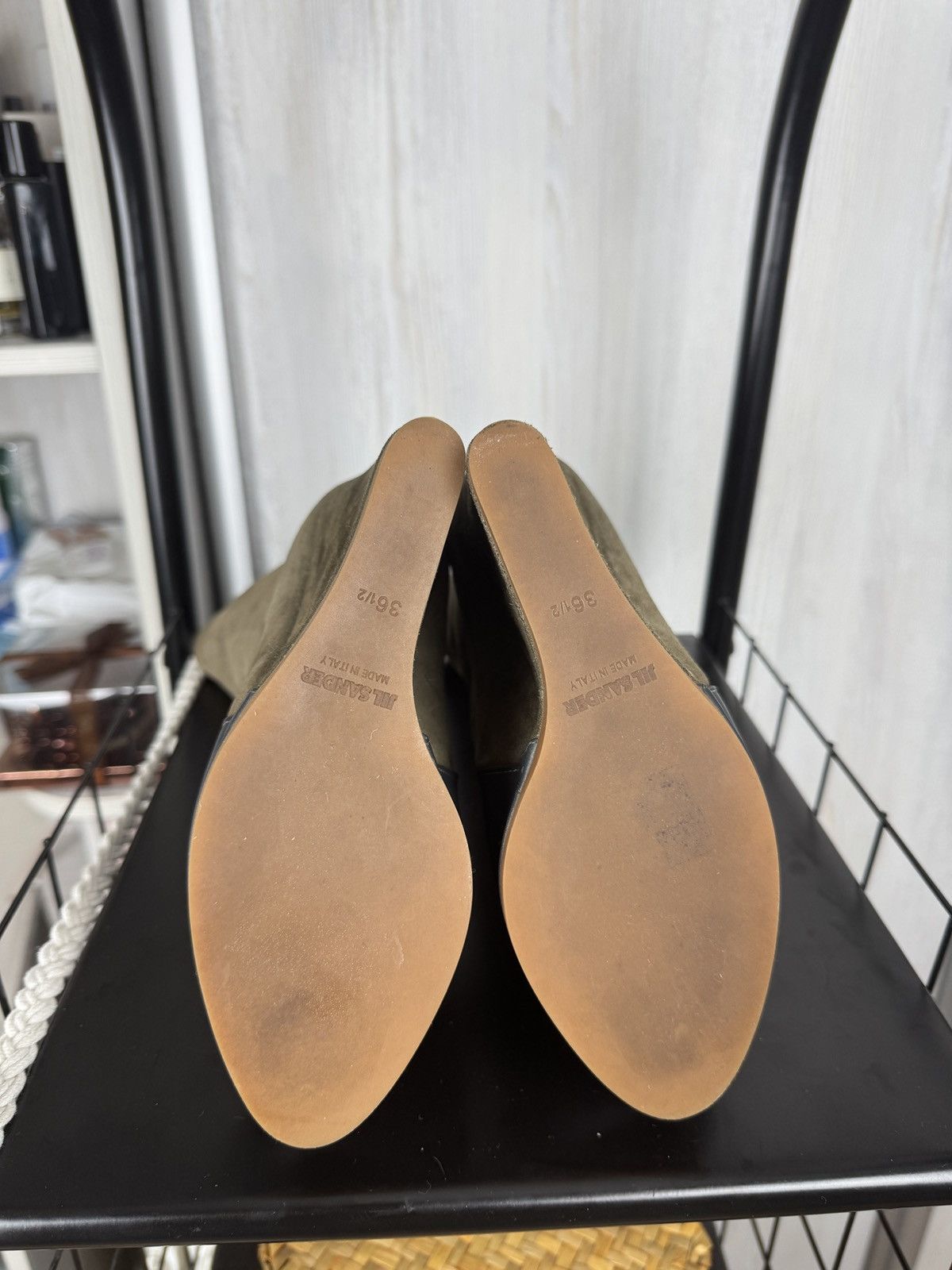 Jil Sander Jill Sander olive green suede and gray leather wedges Size US 6.5 / IT 36.5 - 15 Thumbnail