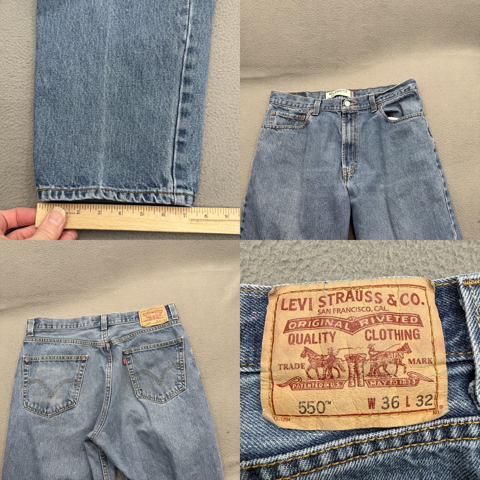Levi's Levi's 550 Jeans Mens 36x32 Blue Relaxed Fit Tapered Leg Denim Size US 36 / EU 52 - 8 Thumbnail