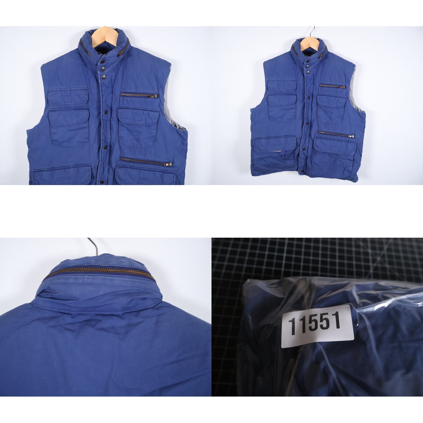 Vintage VINTAGE Down Insulated Vest Men's XL Blue Full Zip Hooded Pockets 90s VTG Adam Spencer Jacket Mens Vest Blue Nylon Lined Softshell Utility Size US XL / EU 56 / 4 - 9 Thumbnail