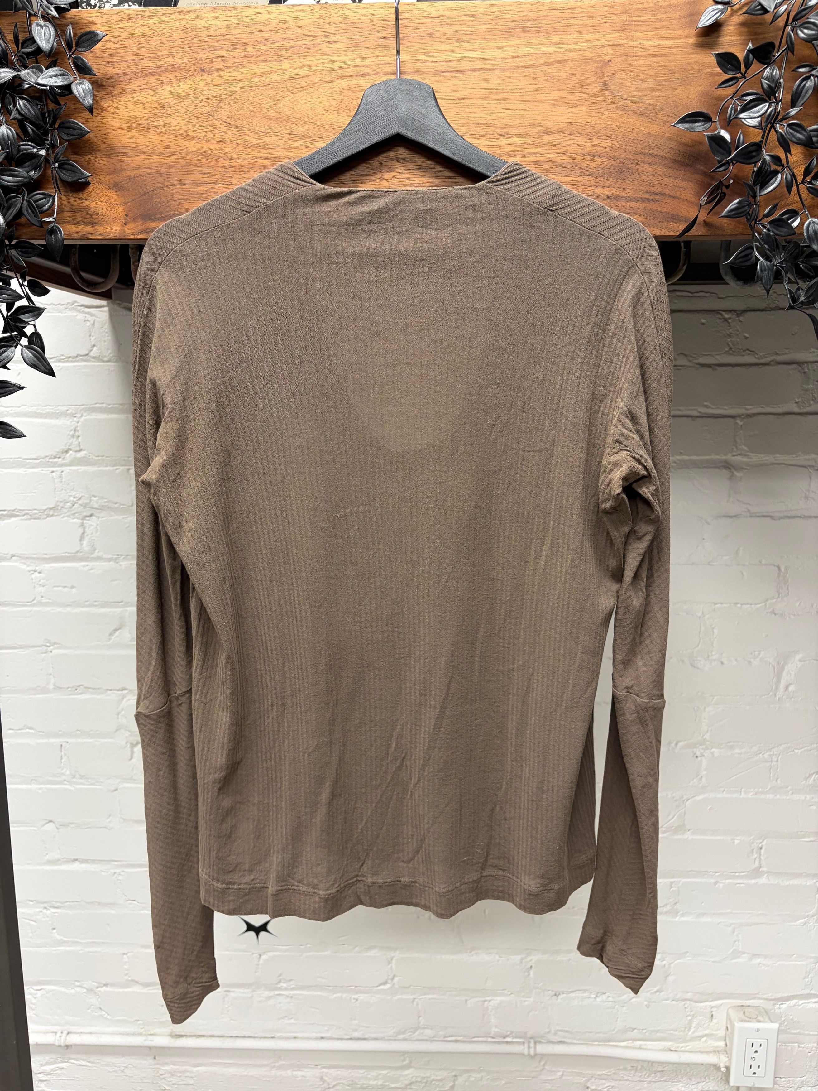 Haider Ackermann Haider Ackermann Sheer Scoop Neck Brown Cotton Long Sleeve Shirt Size US S / EU 44-46 / 1 - 3 Thumbnail