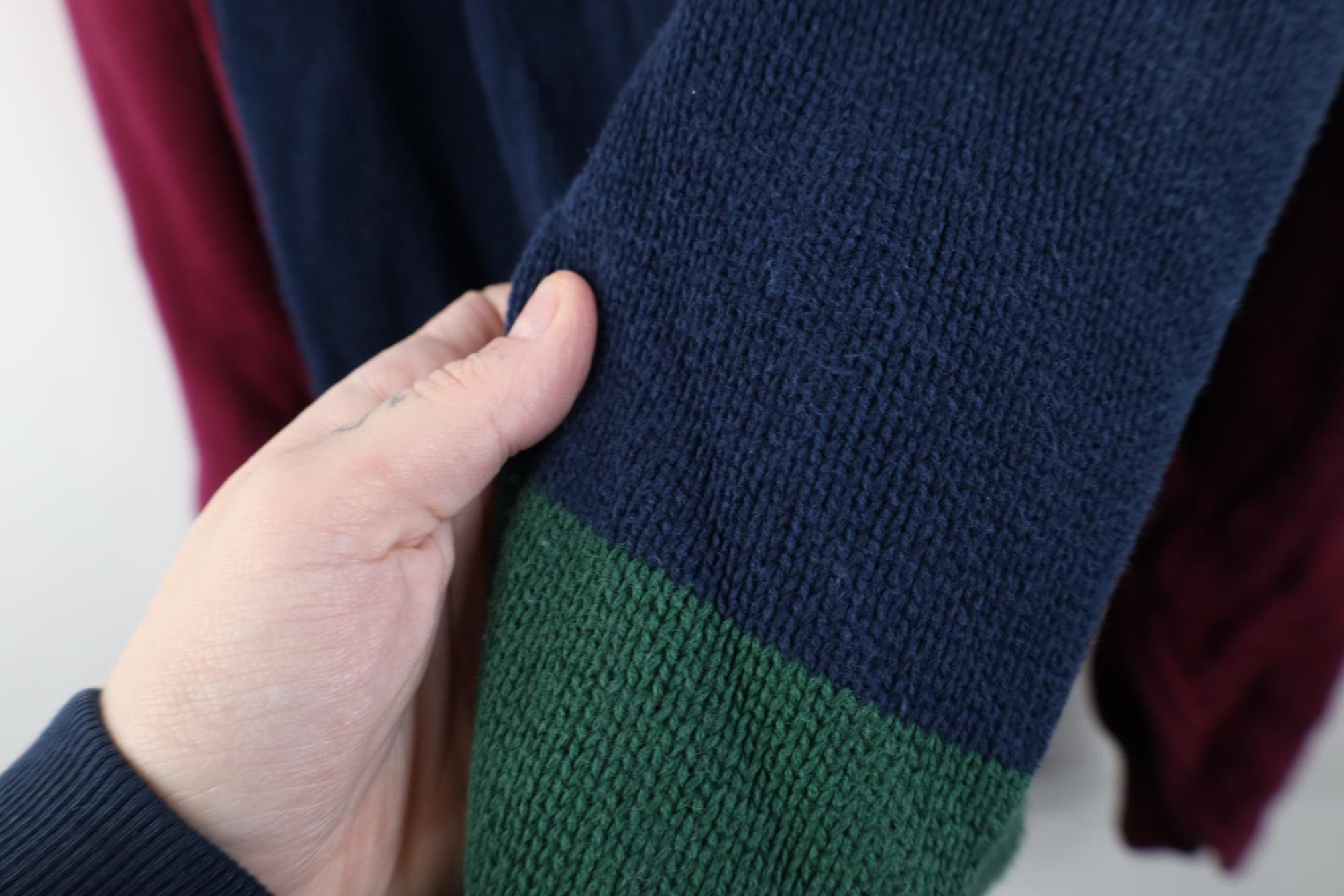 Vintage Vintage 90s Streetwear Block Cotton Knit Crewneck Sweater Size US XL / EU 56 / 4 - 4 Thumbnail
