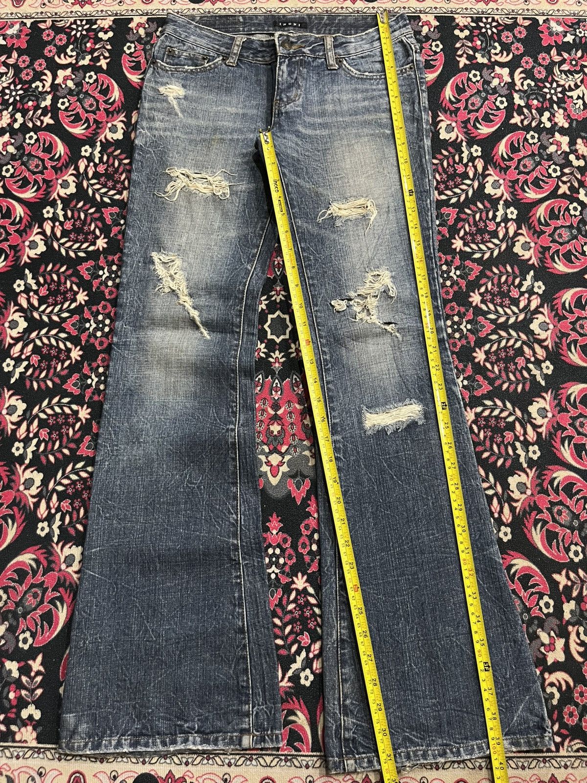 Japanese Brand Japanese Brand Ingni Distressed Blue Washed Flare Jeans Size 28" / US 6 / IT 42 - 10 Thumbnail