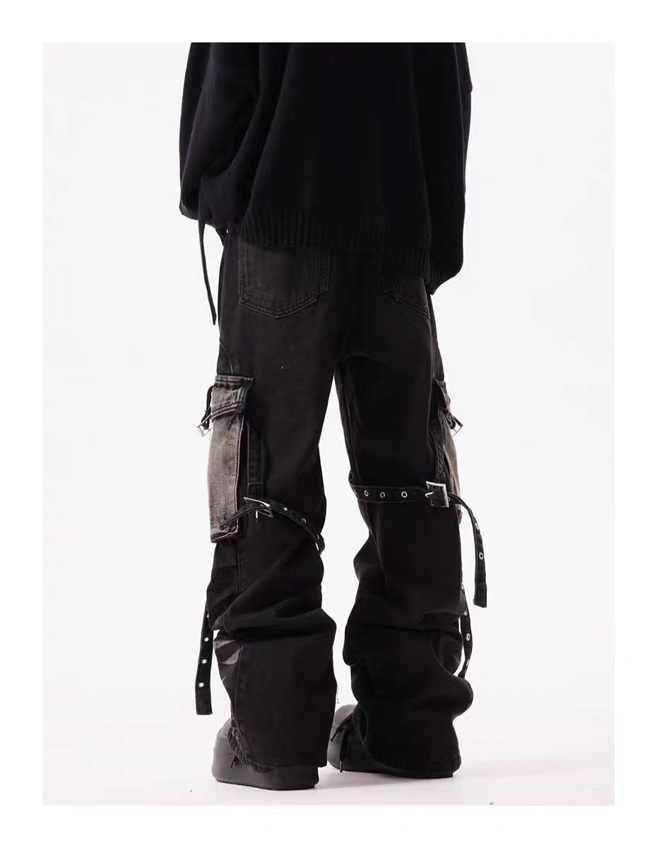Japanese Brand × Vintage Vintage Street Hip Hop Punk Striped Workwear Black Jeans Size US 30 / EU 46 - 4 Thumbnail