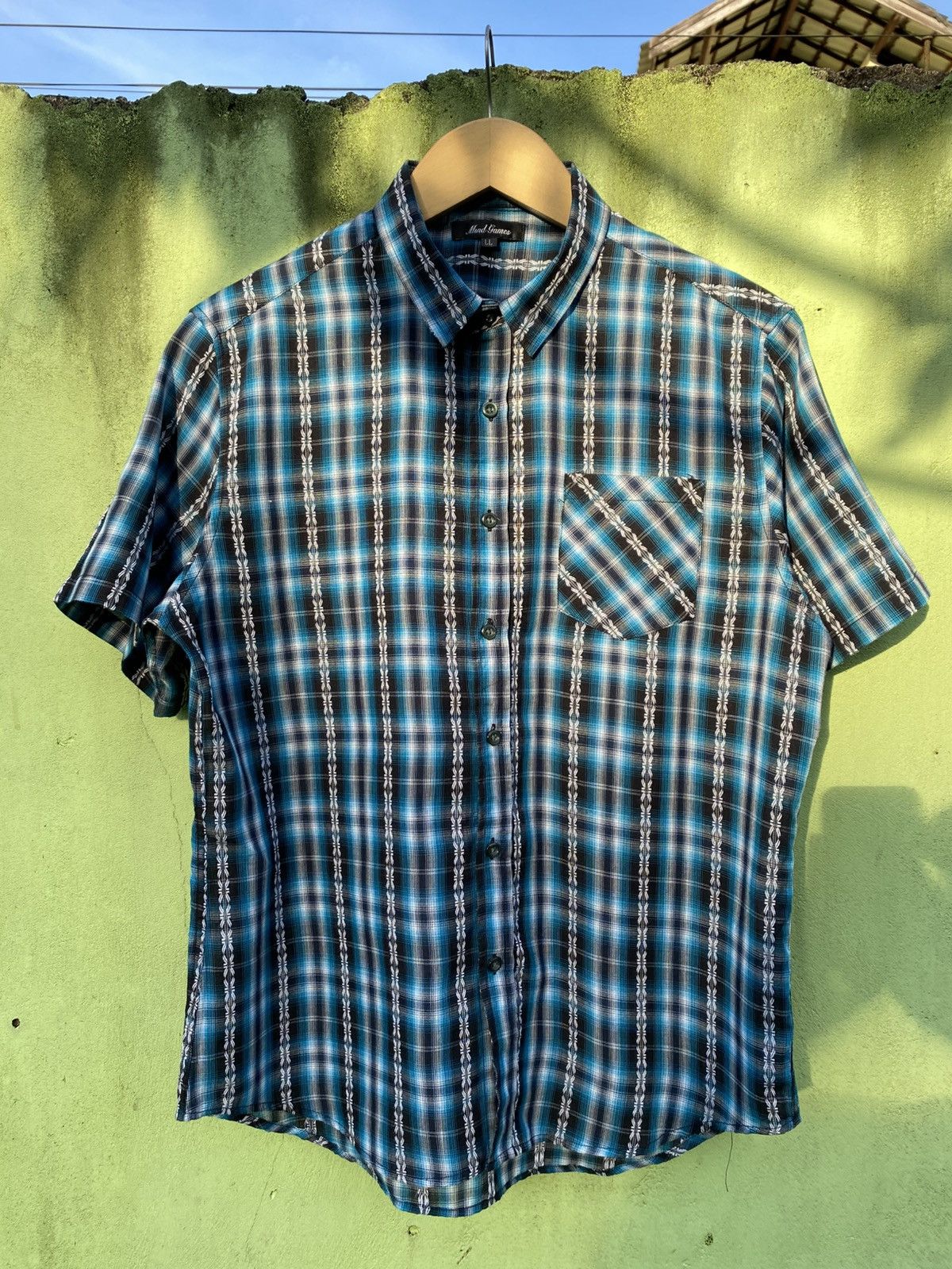 Mind Games Mind Games Vintage Mad Season Blue Plaid Short Sleeve Shirt Size US XL / EU 56 / 4 - 1 Thumbnail