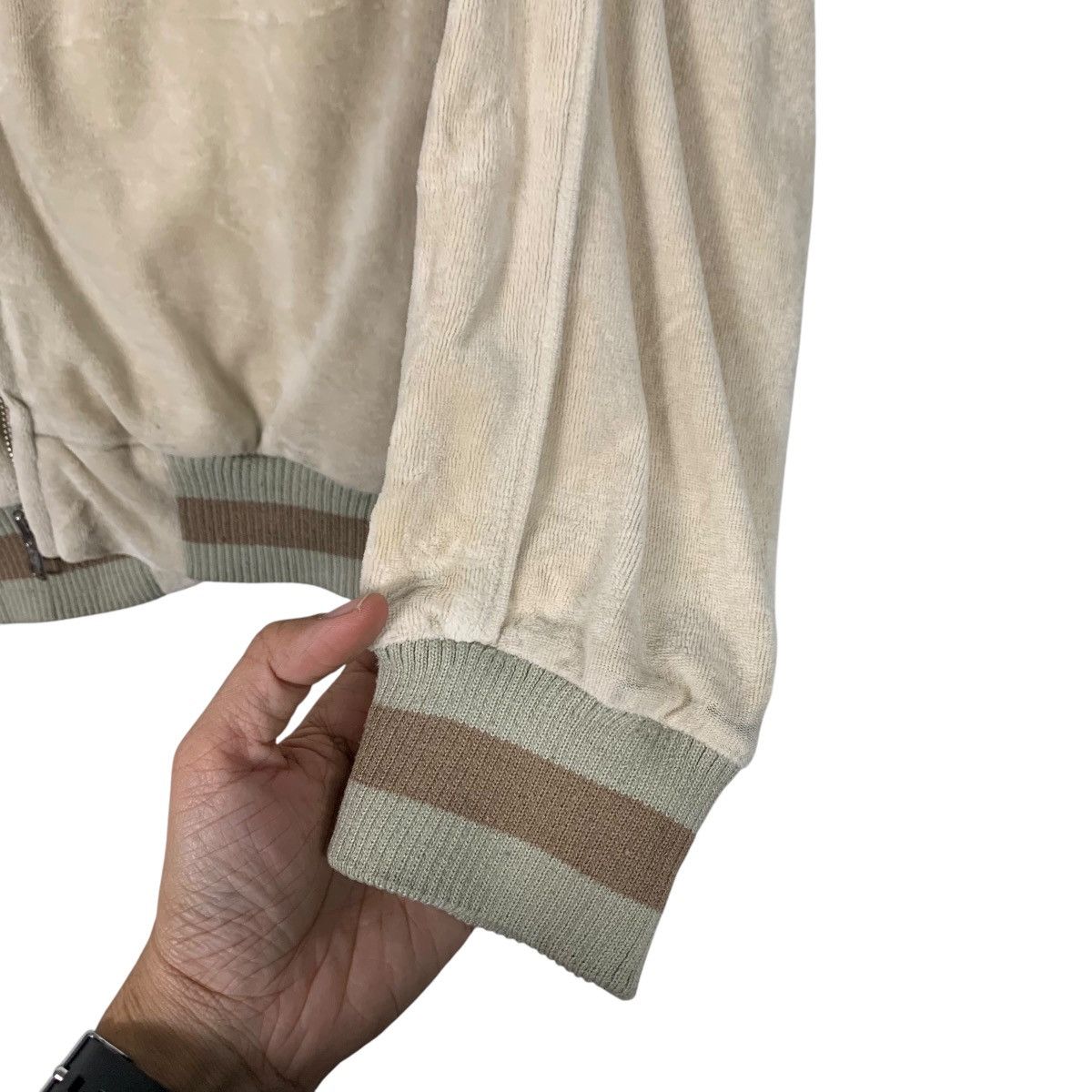 Japanese Brand TROUPERS Big Logo Velvet Sweater Bomber Jacket #2389-C107 Size US M / EU 48-50 / 2 - 13 Thumbnail