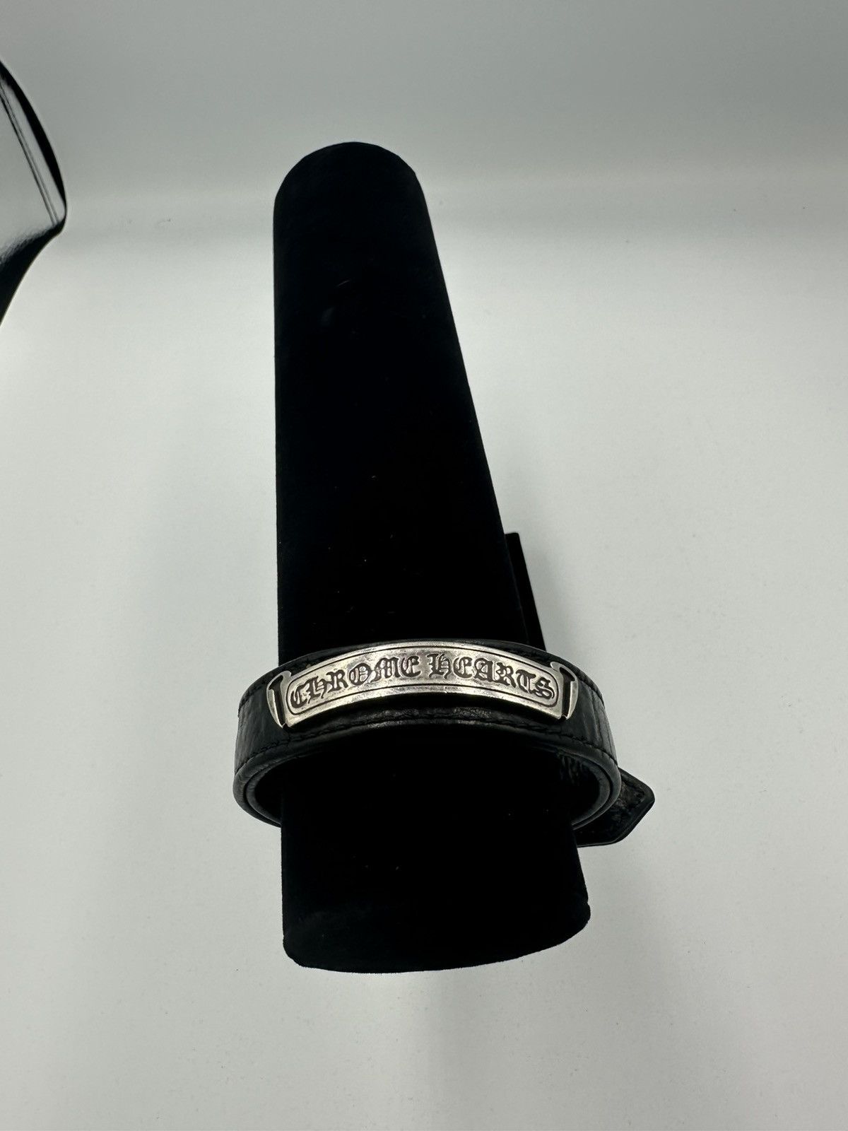 Chrome Hearts Chrome Hearts Leather Silver Logo Scroll Bracelet Size ONE SIZE - 1 Thumbnail