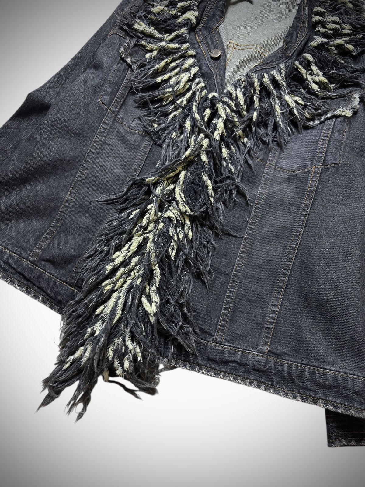 Japanese Brand 2000’s Petit a Petit - Denim Rip Fringe Size L / US 10 / IT 46 - 4 Thumbnail