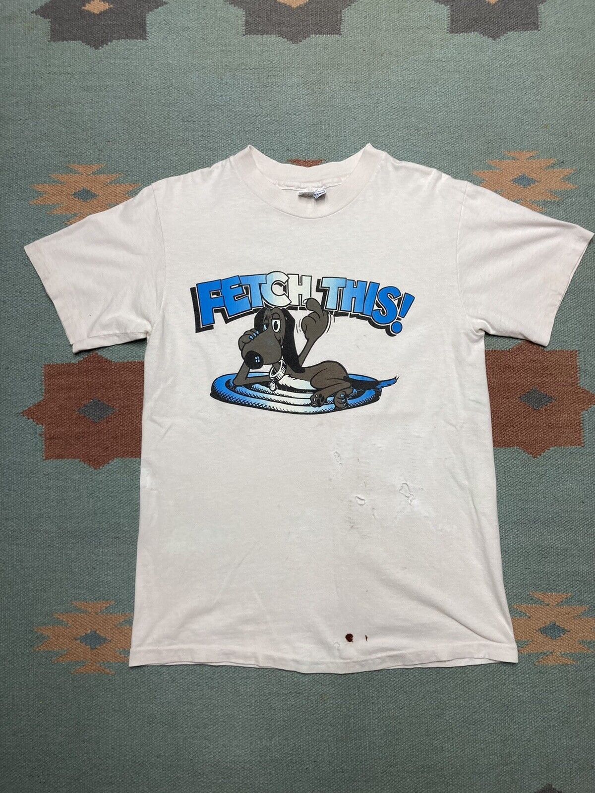 Hanes × Vintage 1980s fetch this dog middle finger t shirt funny cartoon M Size US M / EU 48-50 / 2 - 1 Thumbnail